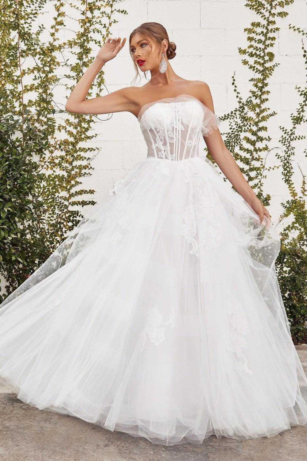 Cendrillon Divine, Cendrillon Divine A1050W robe de mariée trapèze sans bretelles