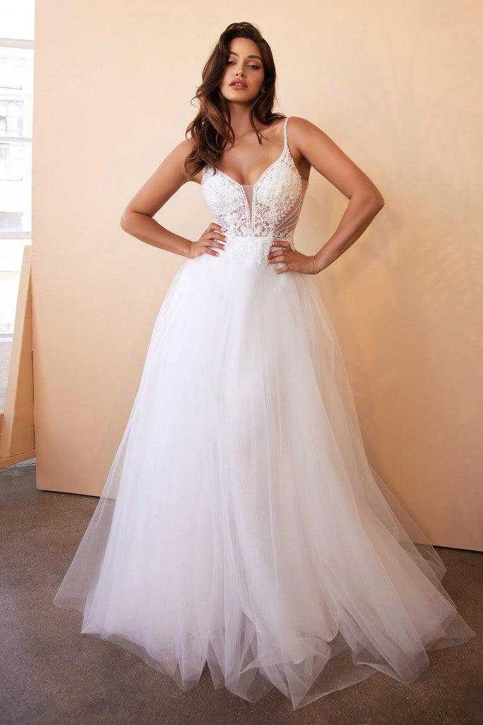 Cendrillon Divine, Cendrillon Divine CD0195W Robe de mariée trapèze en tulle sans manches