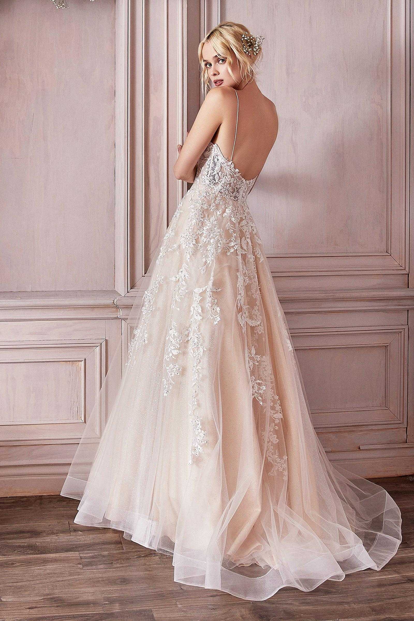 Cendrillon Divine, Cendrillon Divine CM320 robe de mariée en dentelle à bretelles spaghetti