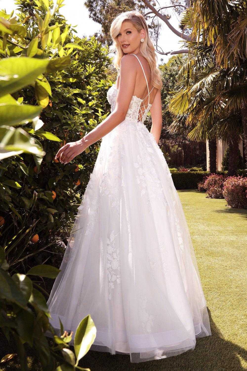 Cendrillon Divine, Cendrillon Divine TY15 Robe de mariée longue en dentelle à bretelles spaghetti