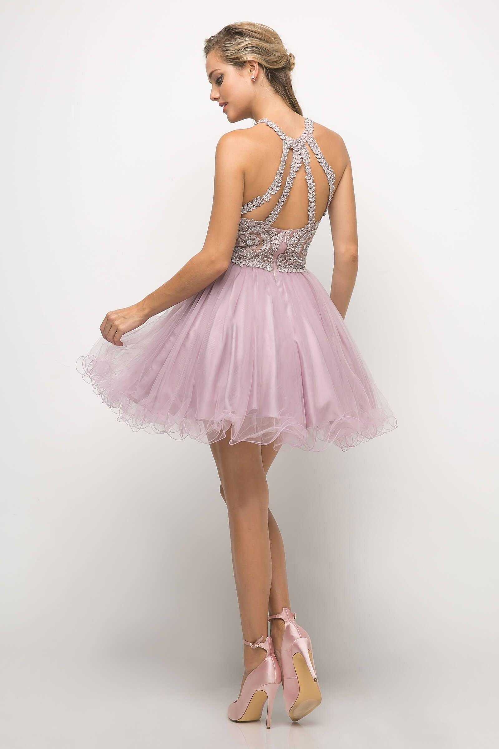 Cendrillon Divine, Cinderella Divine UJ0119 Robe courte de bal dos nu en dentelle