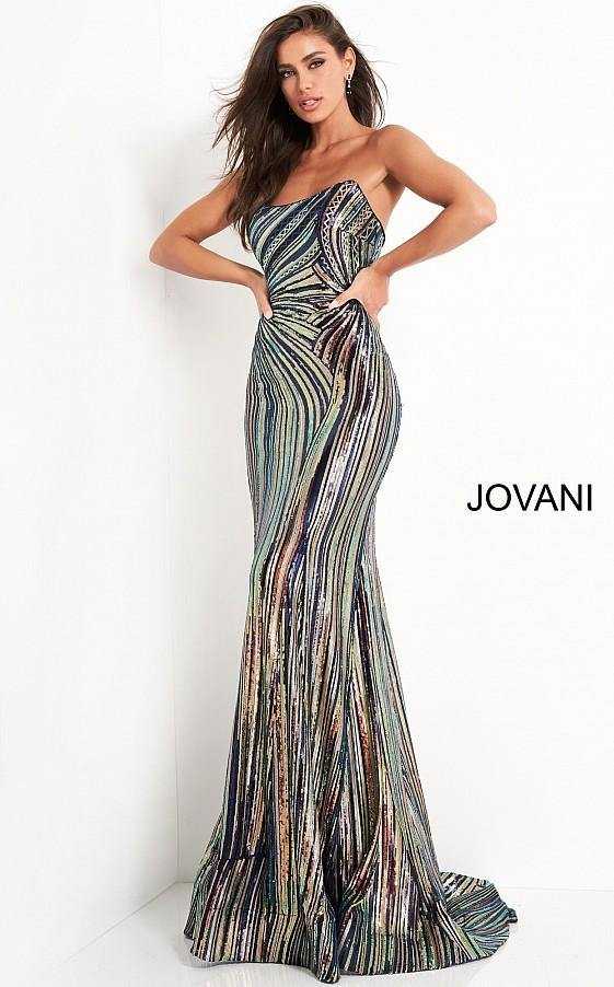 Jovani, Jovani 04810 robe de bal sans bretelles à sequins
