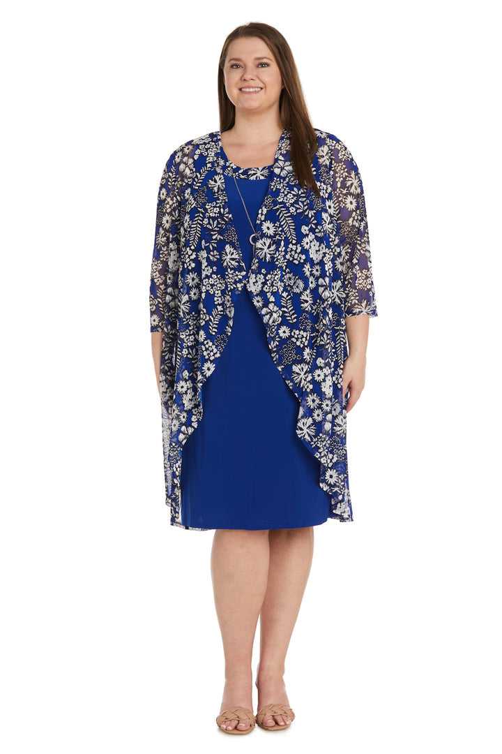 R&M Richards, R&M Richards 1147W Robe veste courte imprimée grande taille