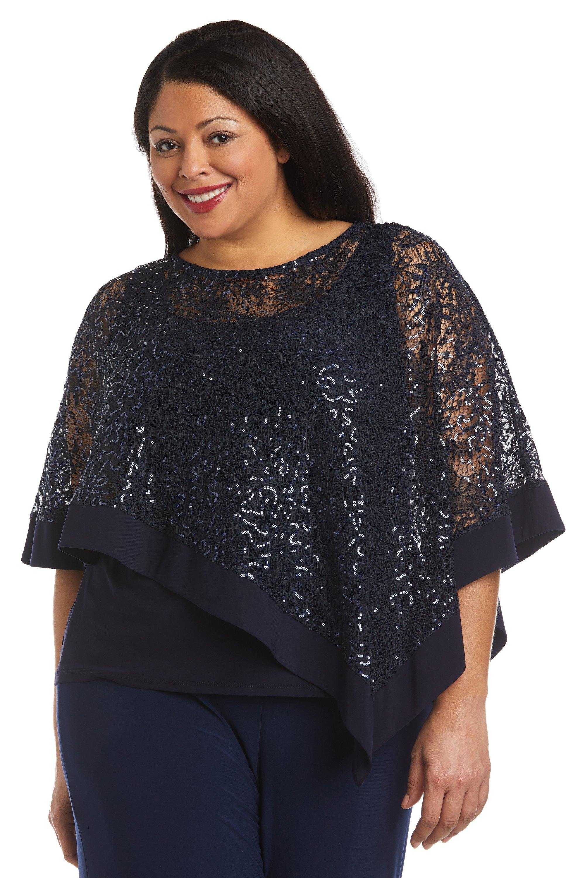 R&M Richards, R&M Richards 2117W Haut poncho une pièce grande taille