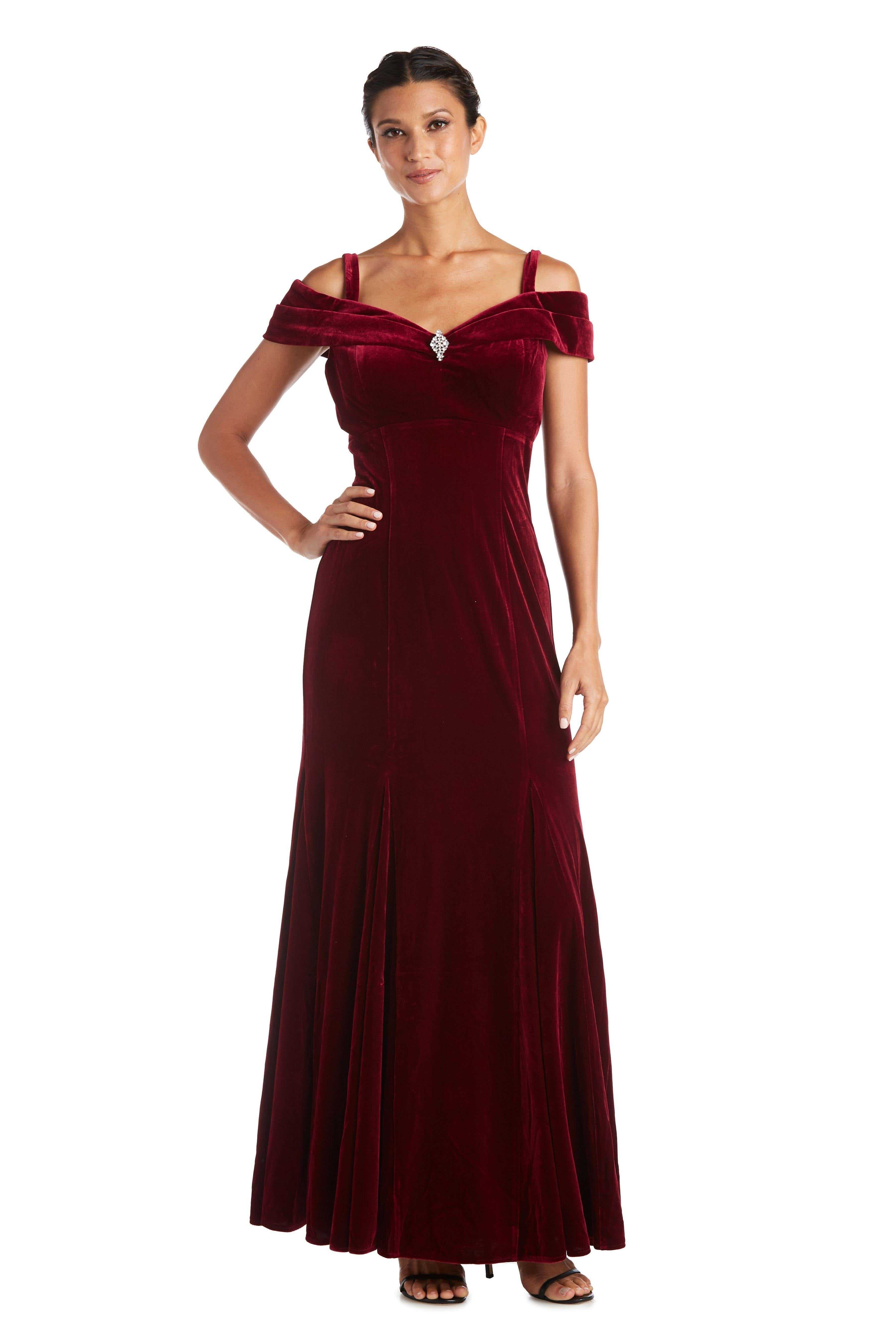 R&M Richards, R&M Richards 2509P Petite robe longue formelle en velours