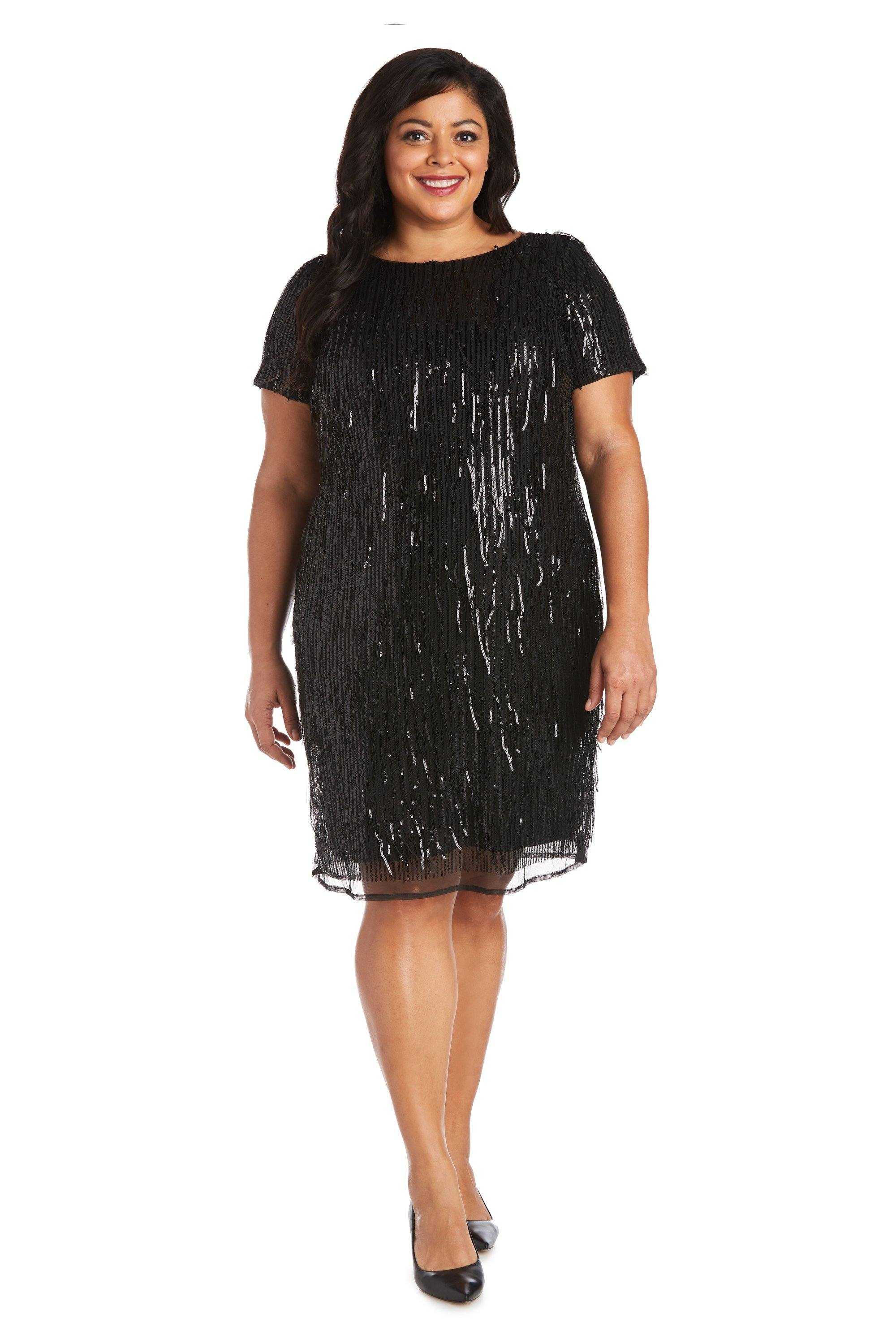 R&M Richards, R&M Richards 7071W Robe courte à sequins grande taille Vente