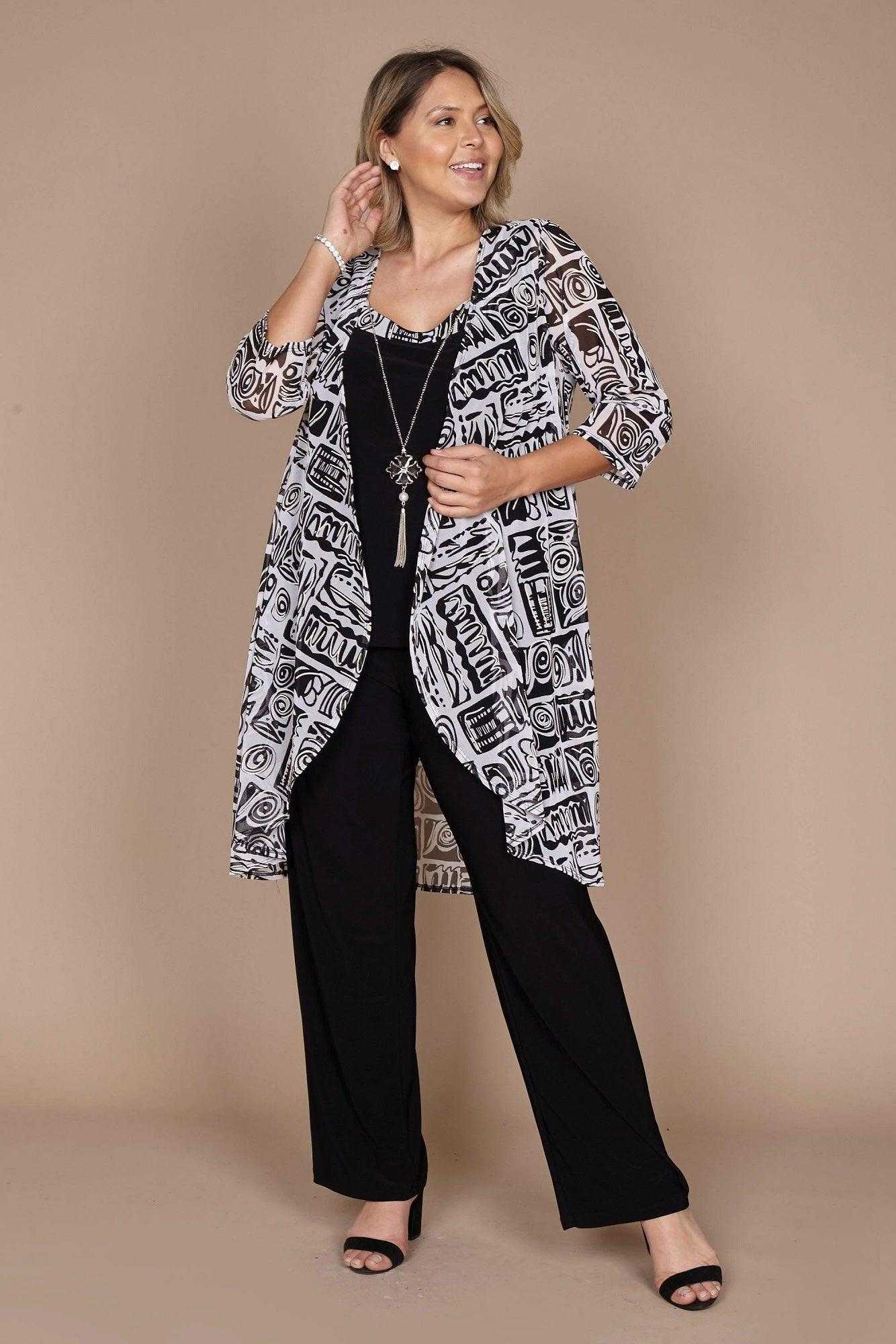 R&M Richards, R&M Richards 7248 Costume veste et pantalon en maille imprimée