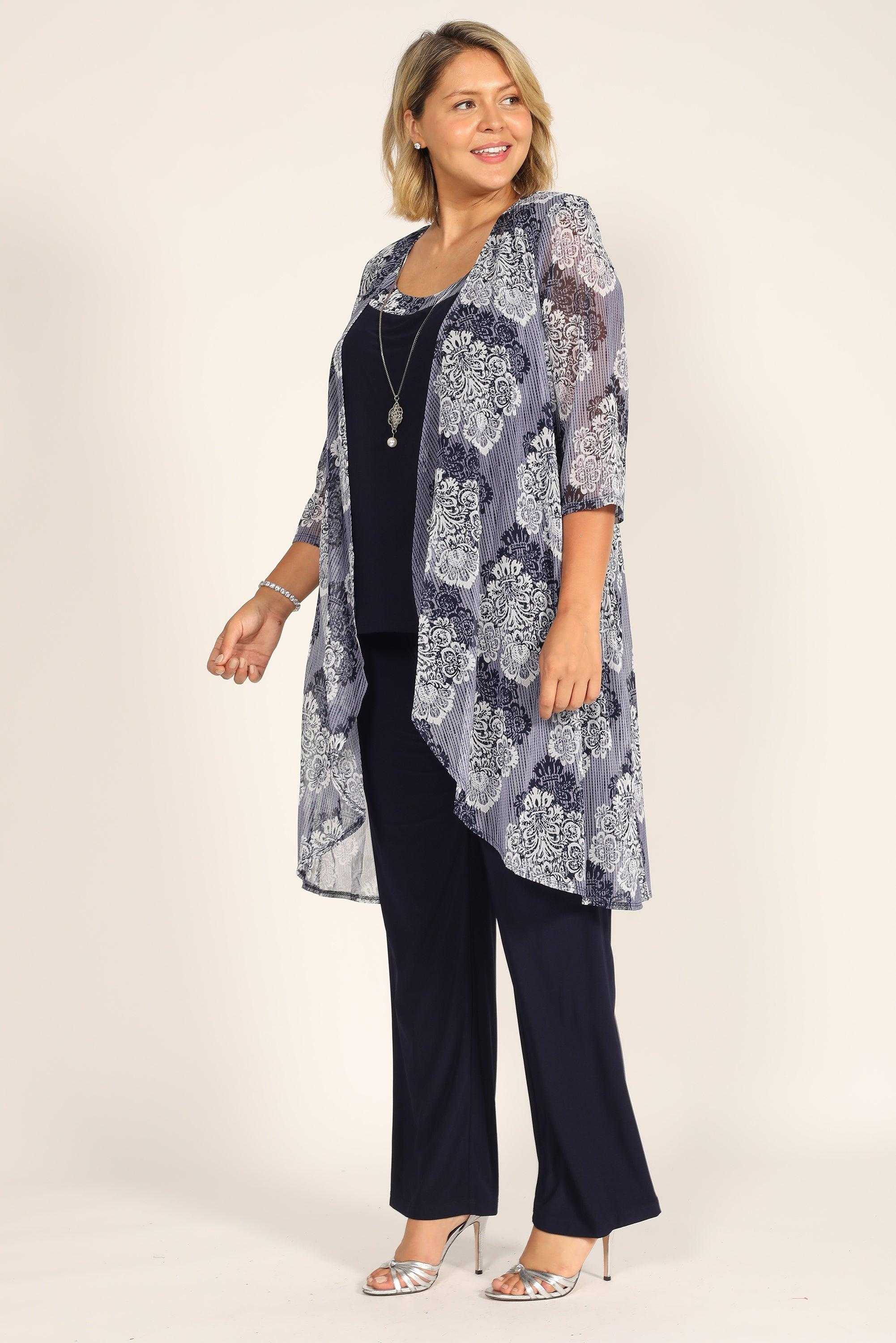 R&M Richards, R&M Richards 7258W Ensemble pantalon Duster grande taille