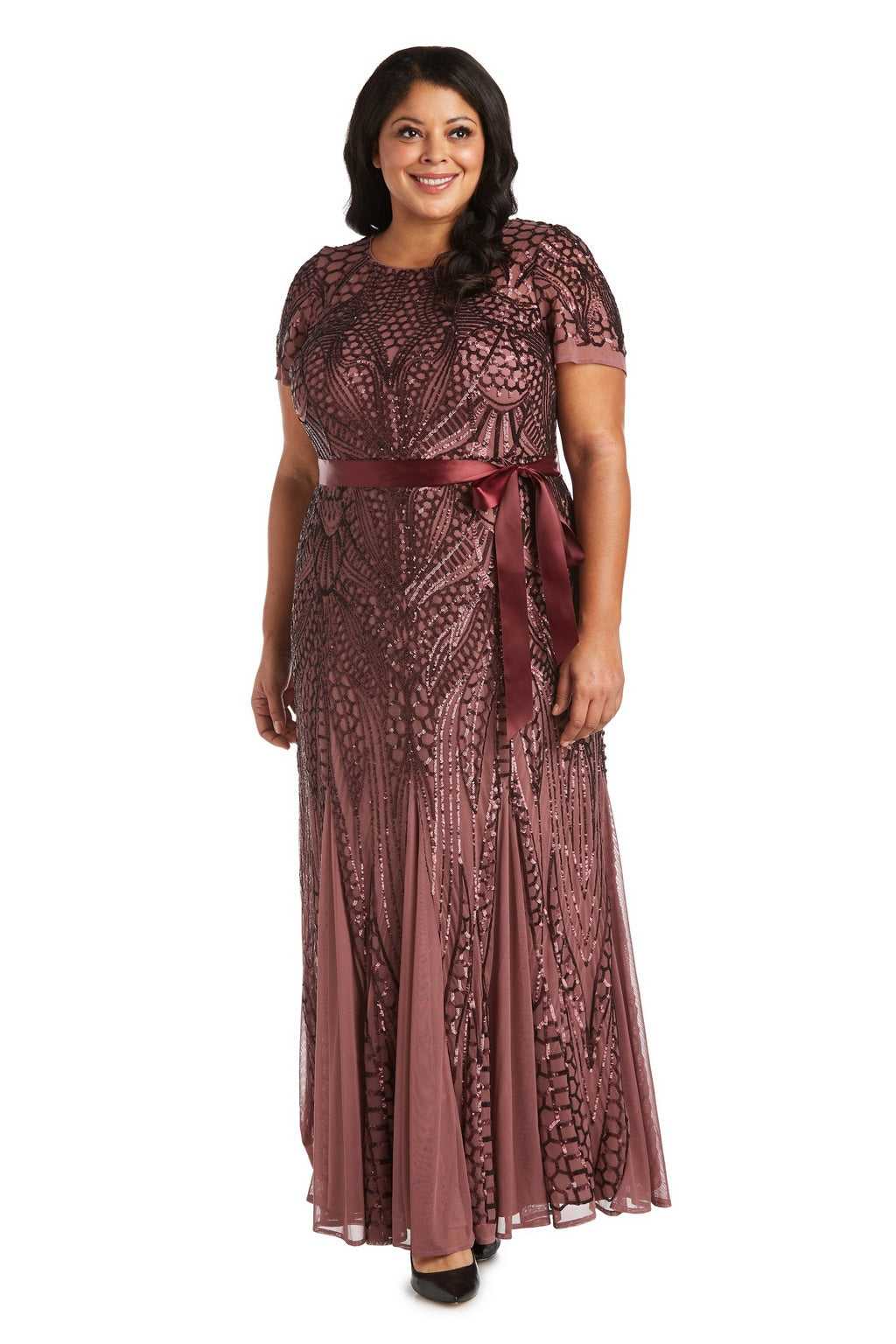 R&M Richards, R&M Richards 7285W Robe formelle longue à sequins grande taille