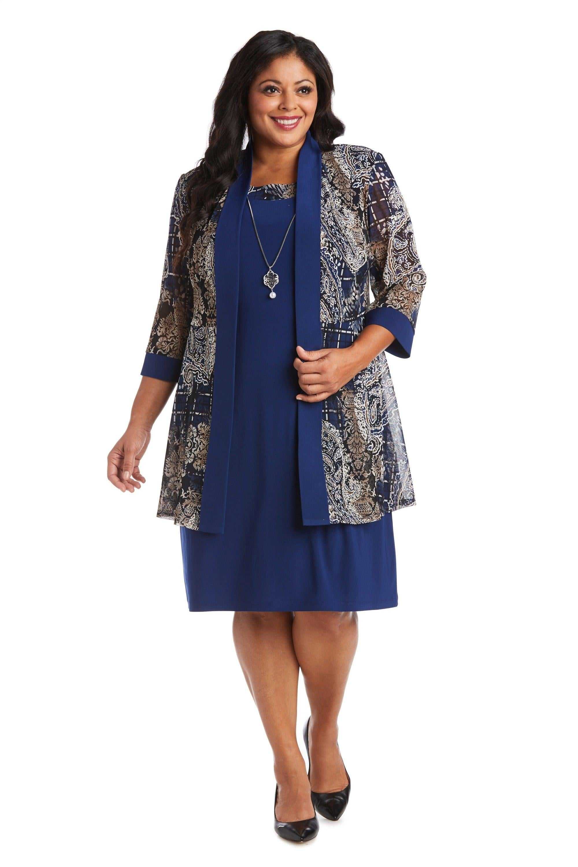 R&M Richards, R&M Richards 7373W Robe veste courte grande taille