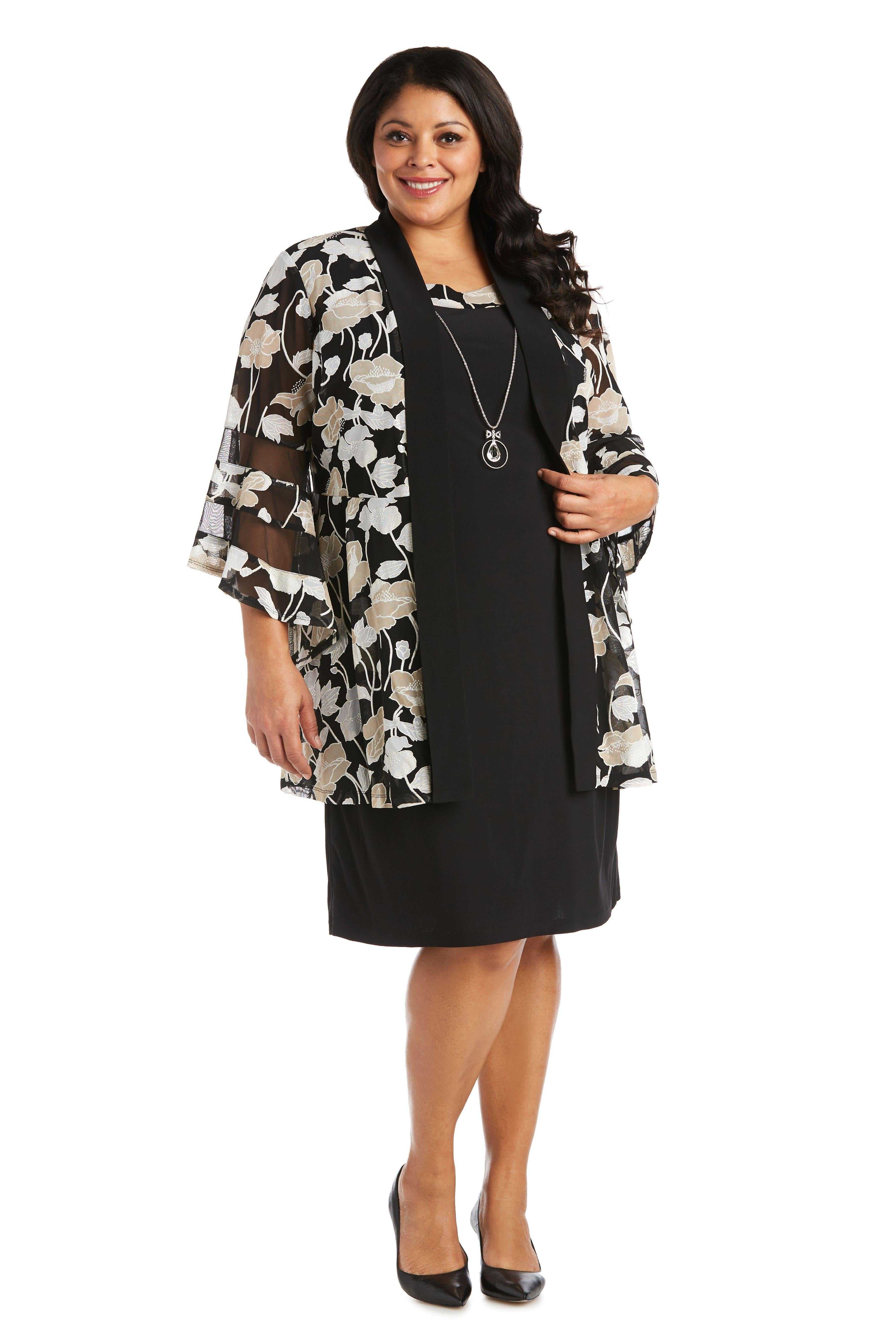 R&M Richards, R&M Richards 7509W Robe veste courte imprimée grande taille