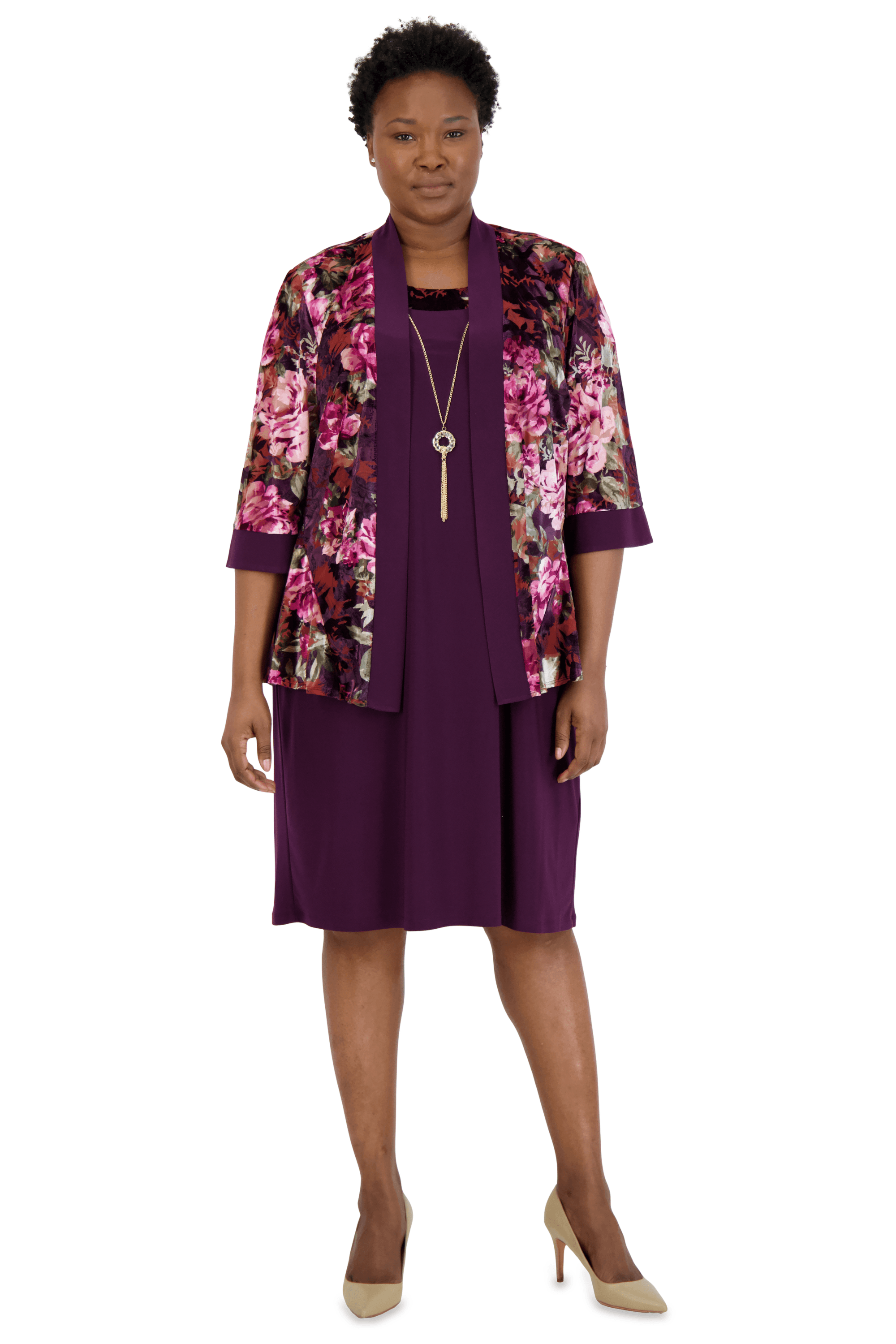 R&M Richards, R&M Richards 7679W Robe veste courte grande taille