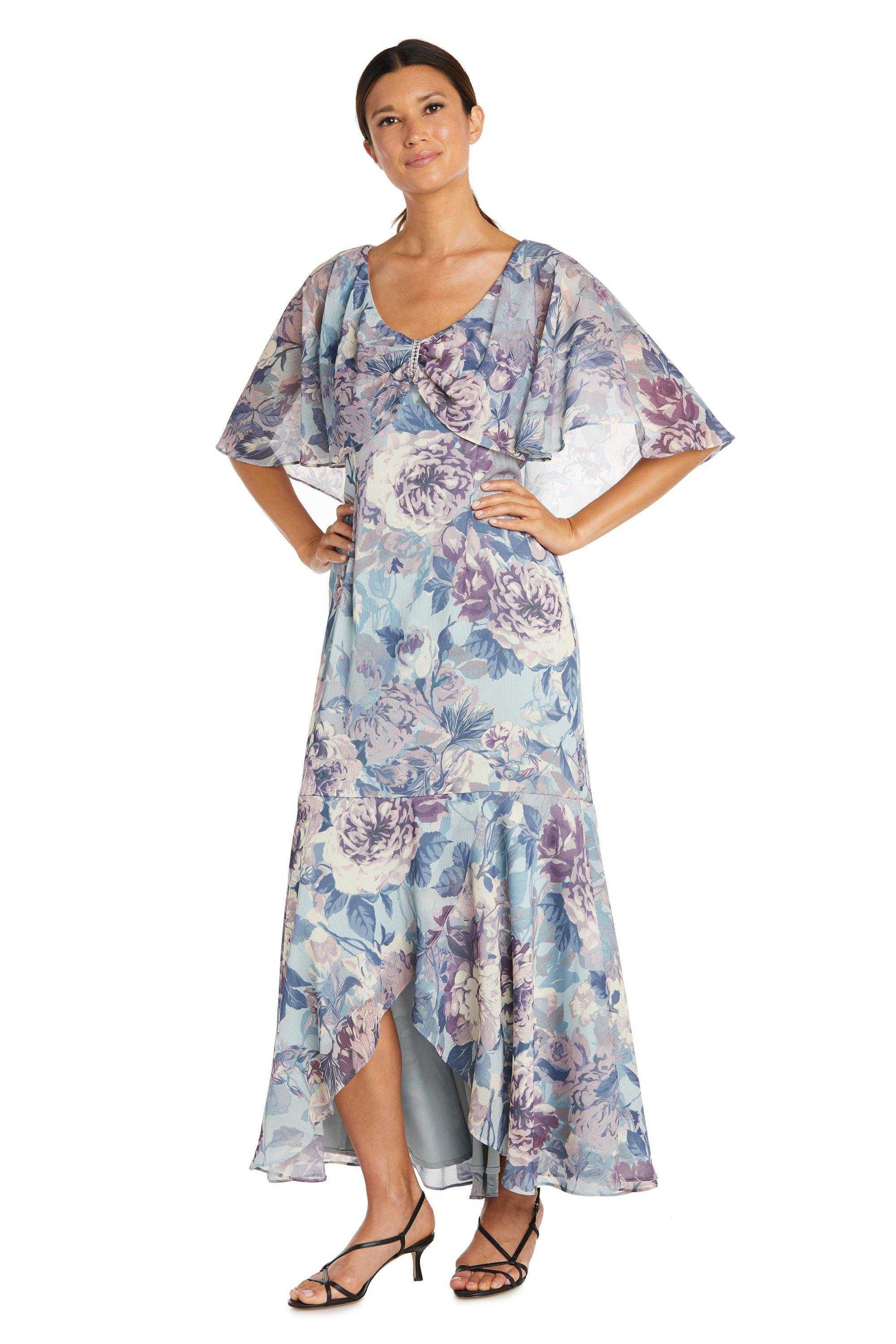 R&M Richards, R&M Richards 7950 - Robe haute et basse en mousseline à fleurs Vente