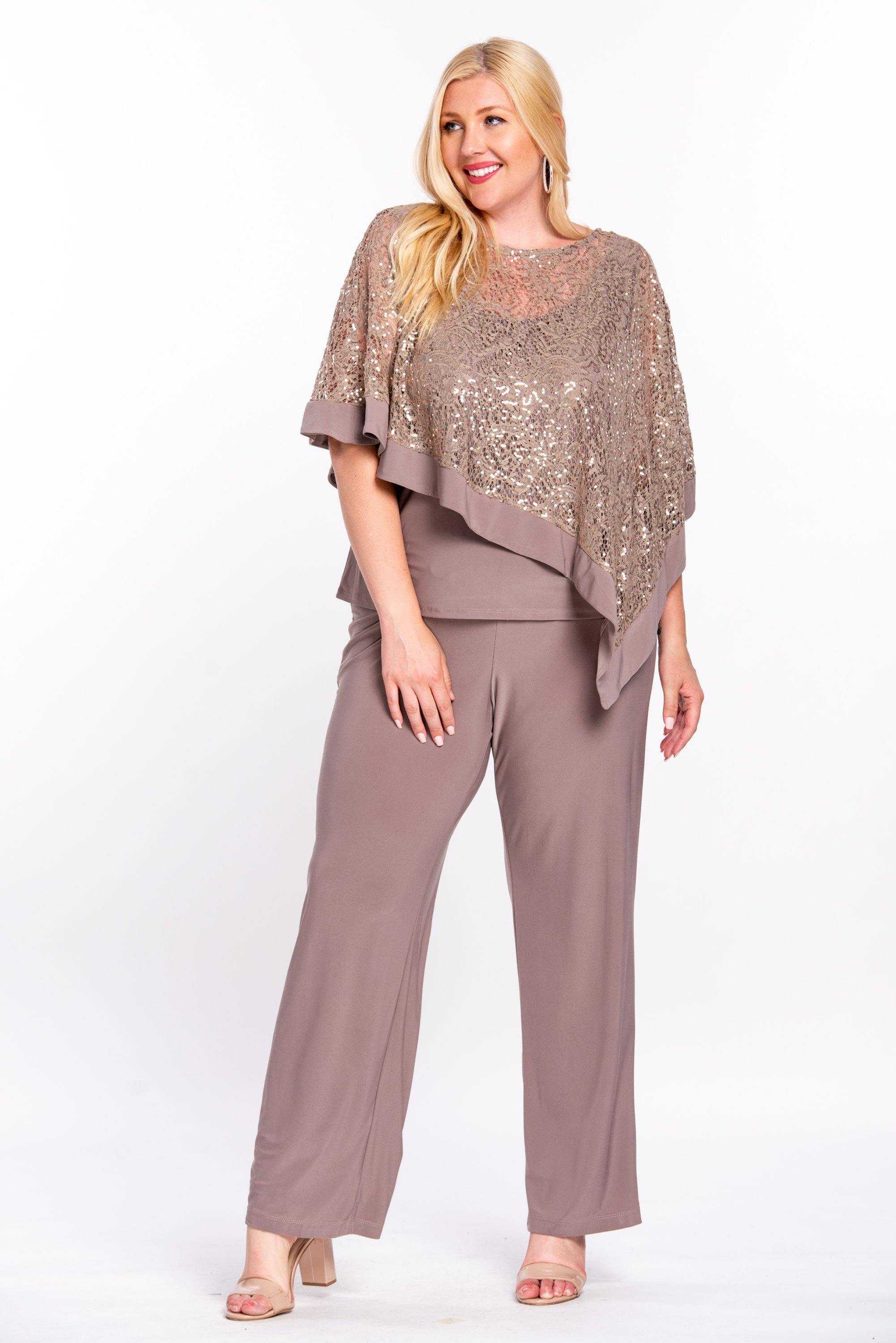 R&M Richards, R&M Richards 8998 Costume de pantalon poncho long formel Vente