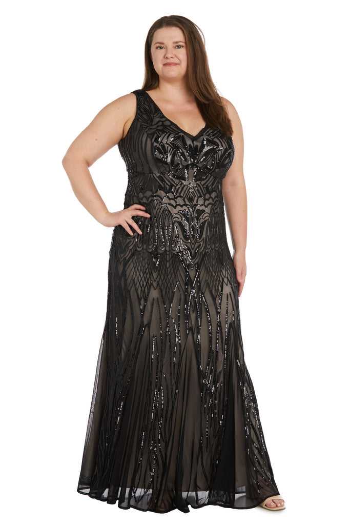 R&M Richards, R&M Richards 9009W Robe formelle longue à sequins grande taille