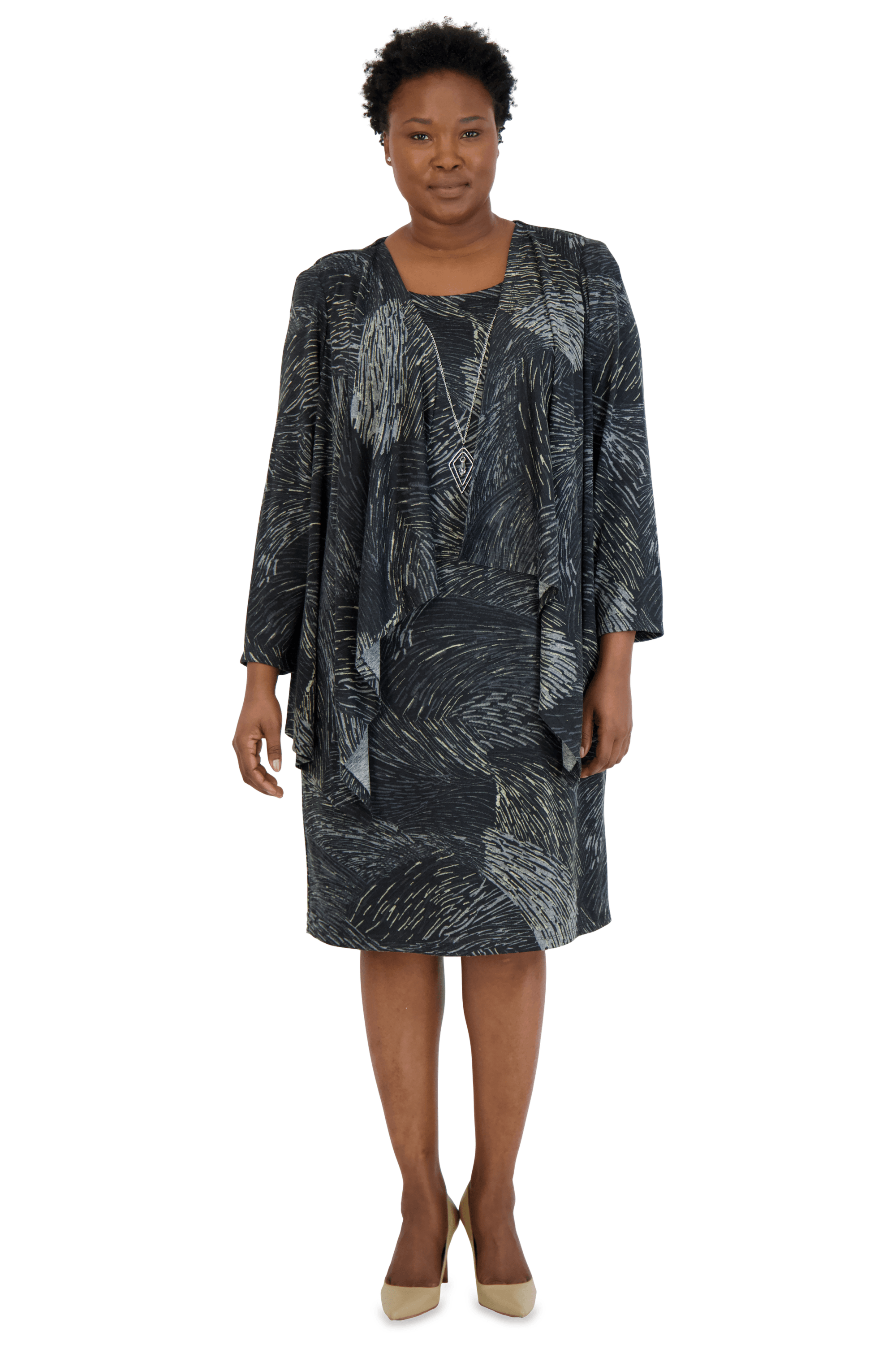 R&M Richards, R&M Richards 9156W Robe veste courte grande taille