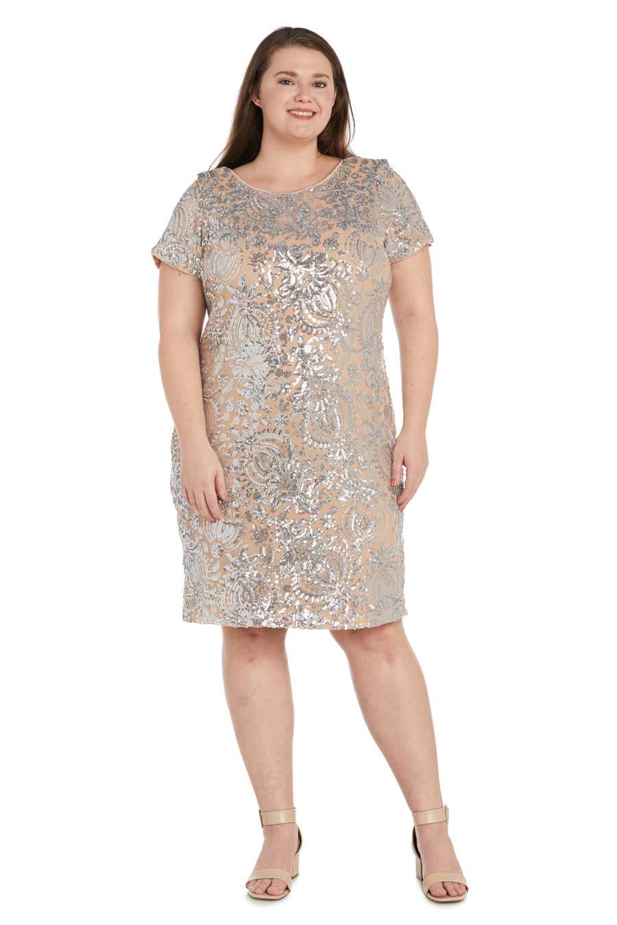 R&M Richards, R&M Richards 9161W Robe de cocktail à sequins grande taille