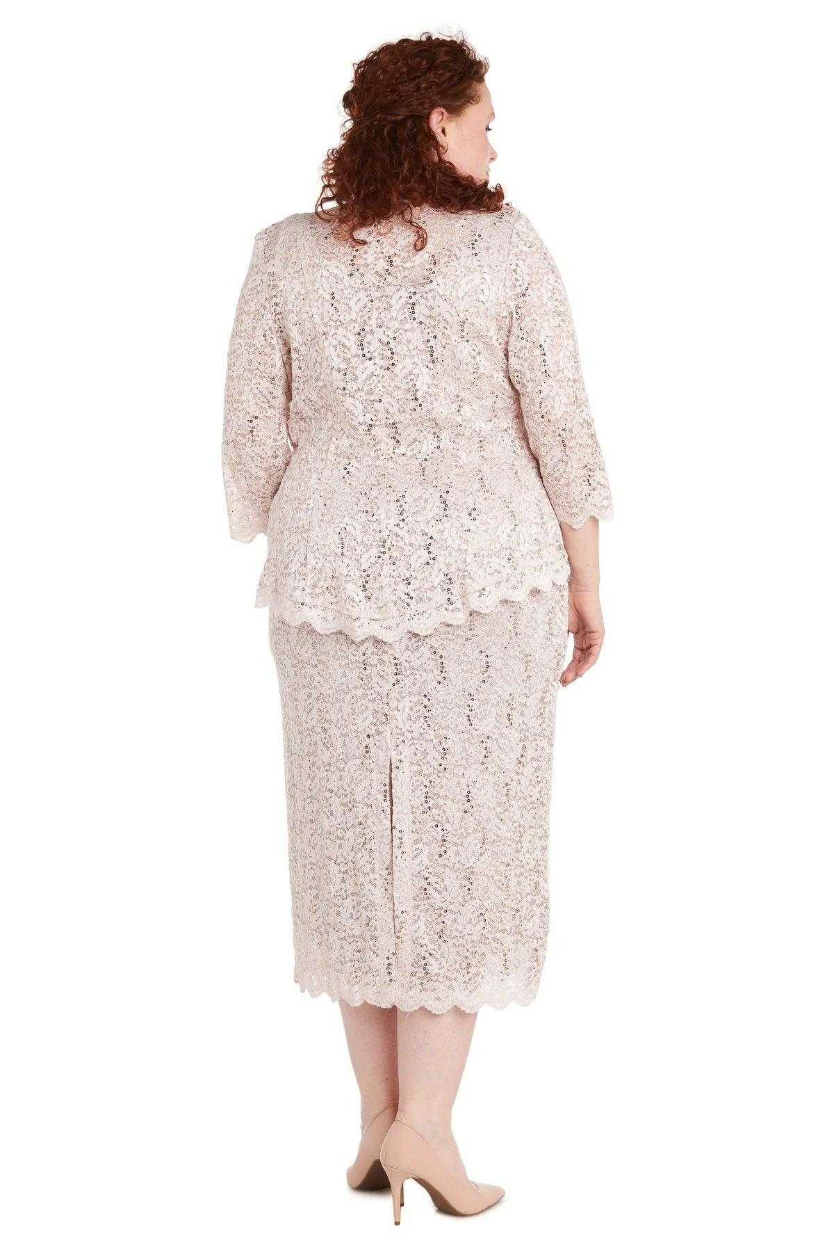 R&M Richards, R&M Richards 9285W Robe mi-longue avec veste en dentelle formelle grande taille