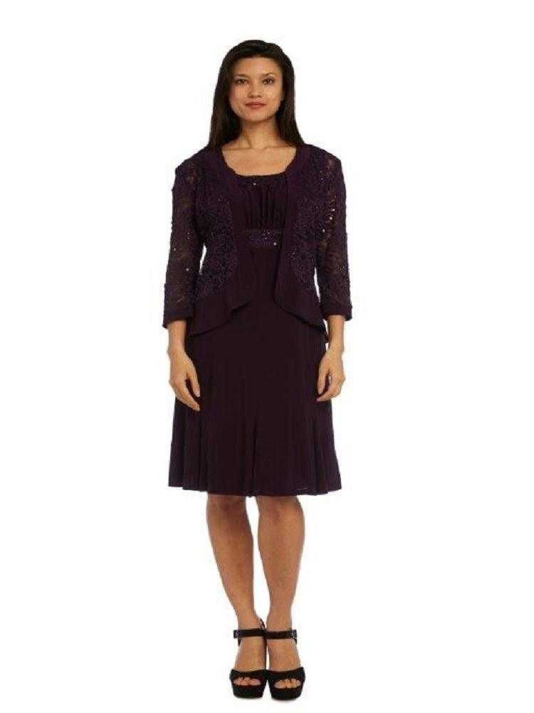 R&M Richards, R&M Richards 9776 Robe de cocktail courte Prune