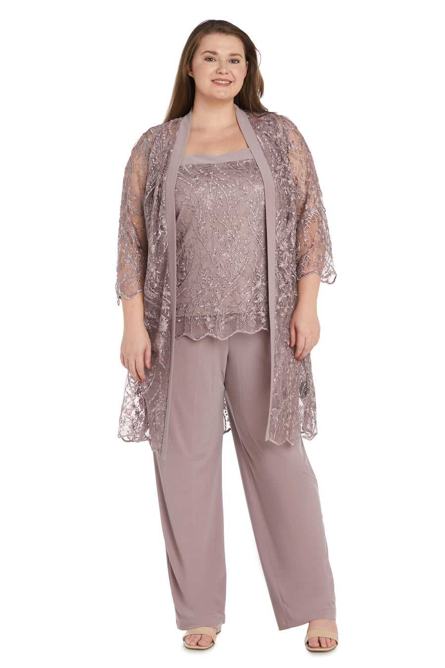 R&M Richards, R&M Richards 9862W Ensemble pantalon à paillettes grande taille