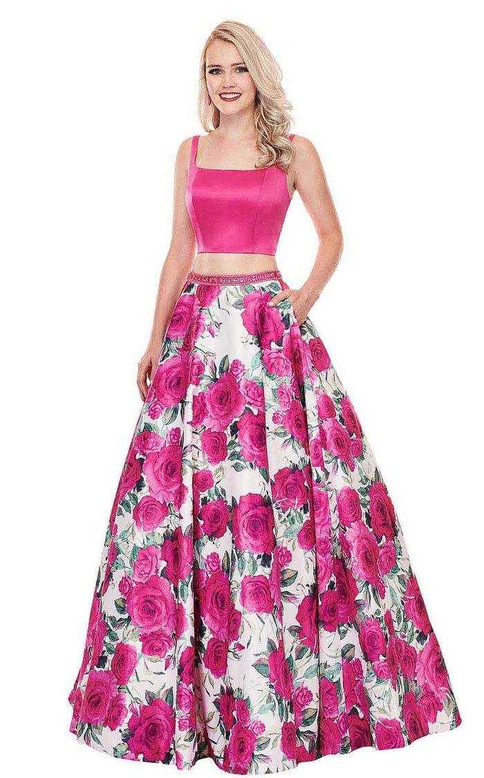 Rachel Allan, Rachel Allan Prom Longue Robe De Bal Florale 2 Pièces 589