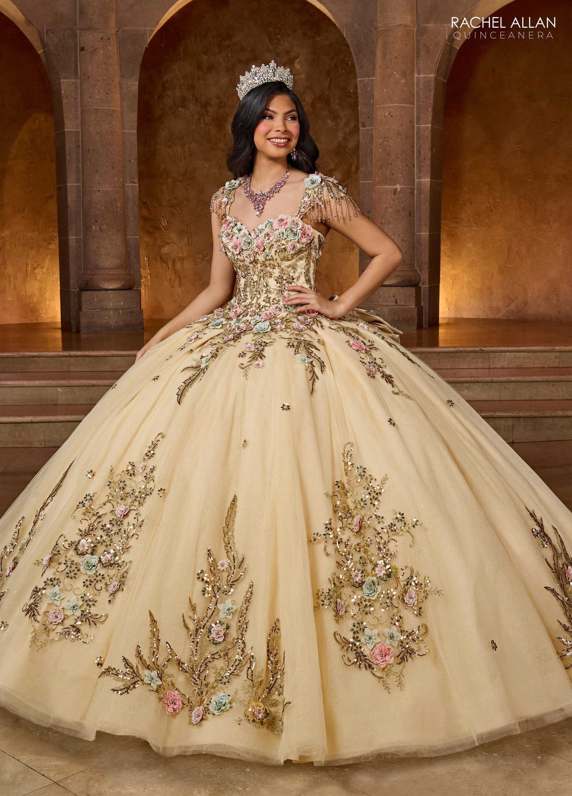 Rachel Allan, Rachel Allan RQ3126 Robe de bal longue Quinceanera à fleurs 3D