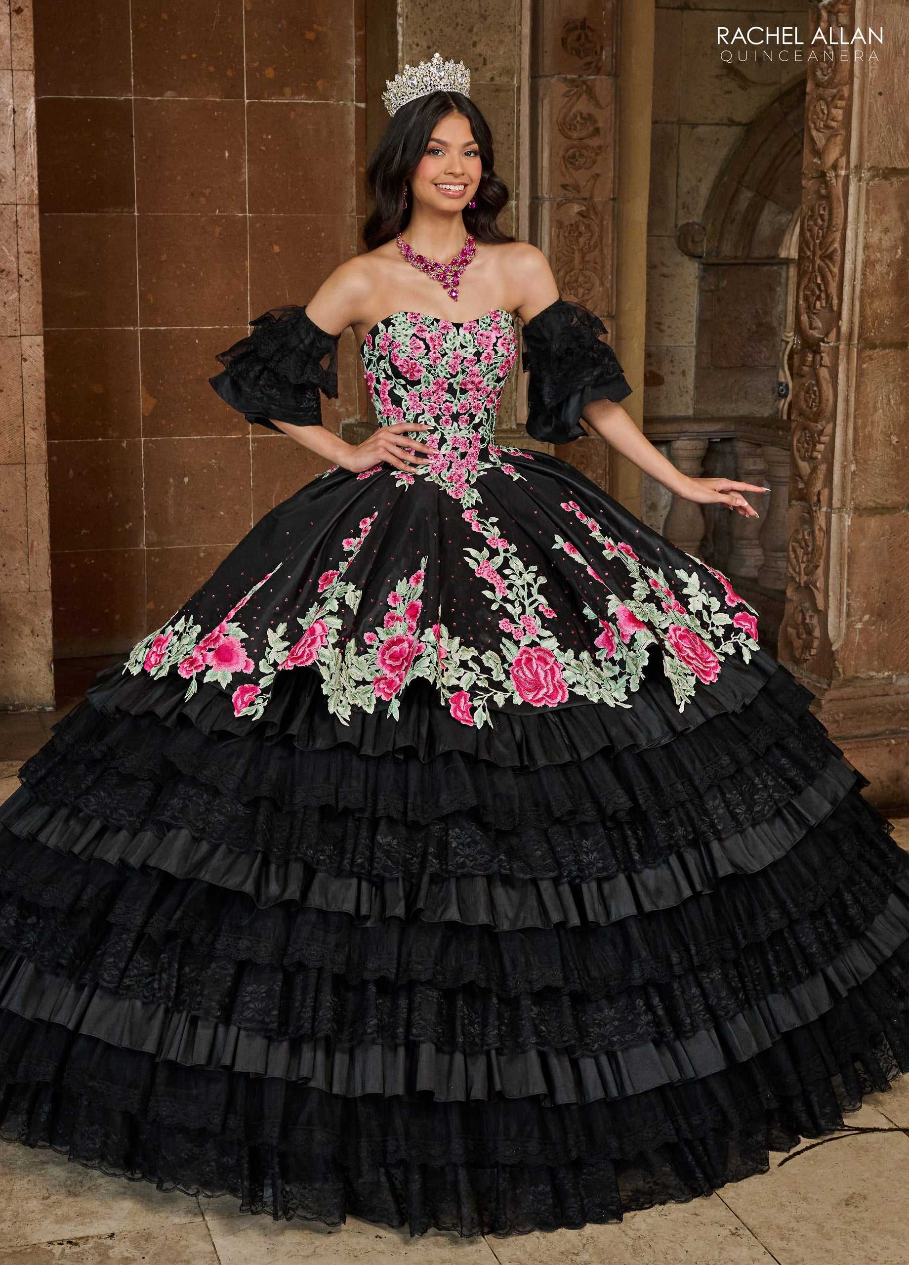 Rachel Allan, Rachel Allan RQ5002 Robe de bal longue Quinceanera à manches détachables