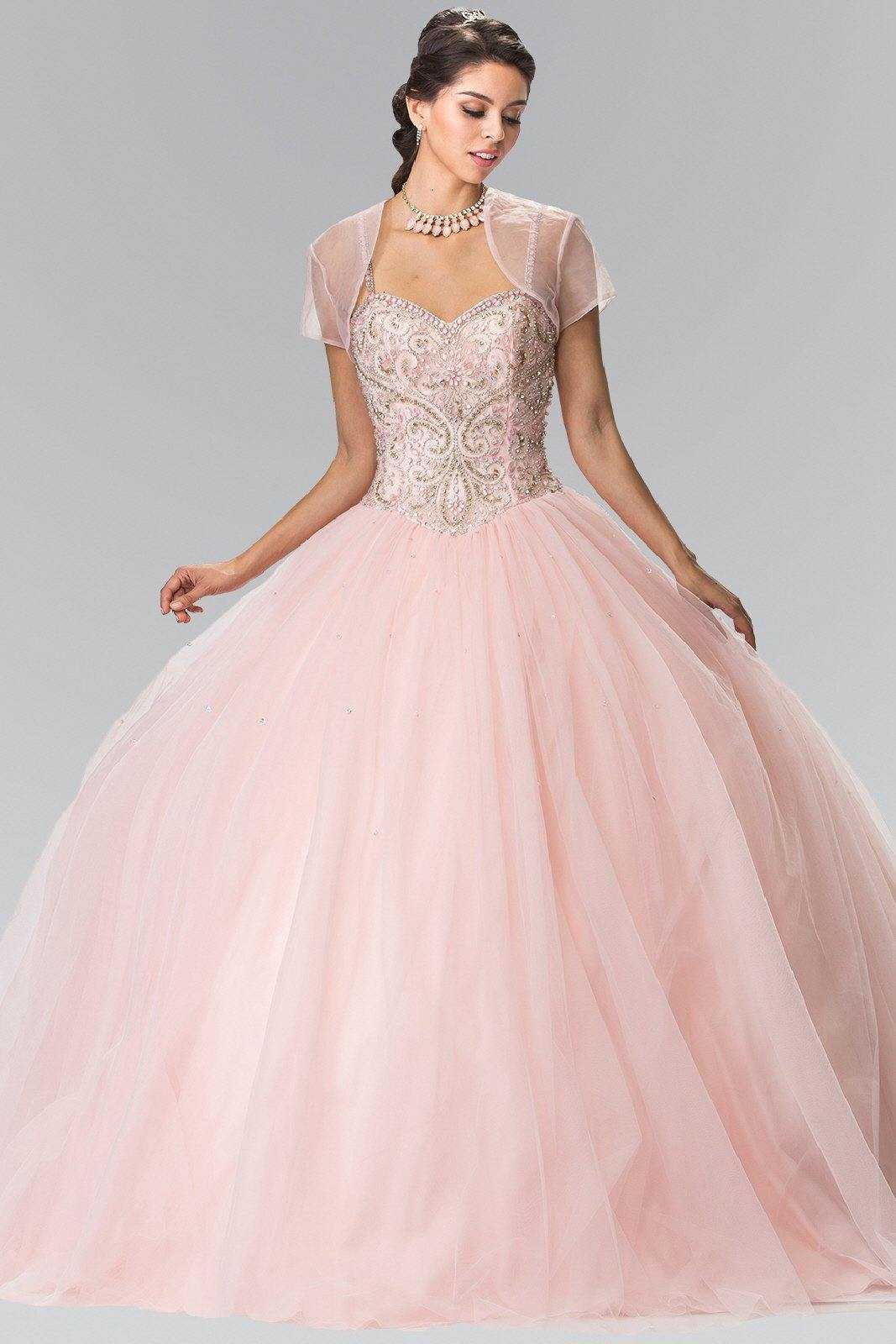 Elizabeth K., Robe Quinceanera longue à bretelles perlées