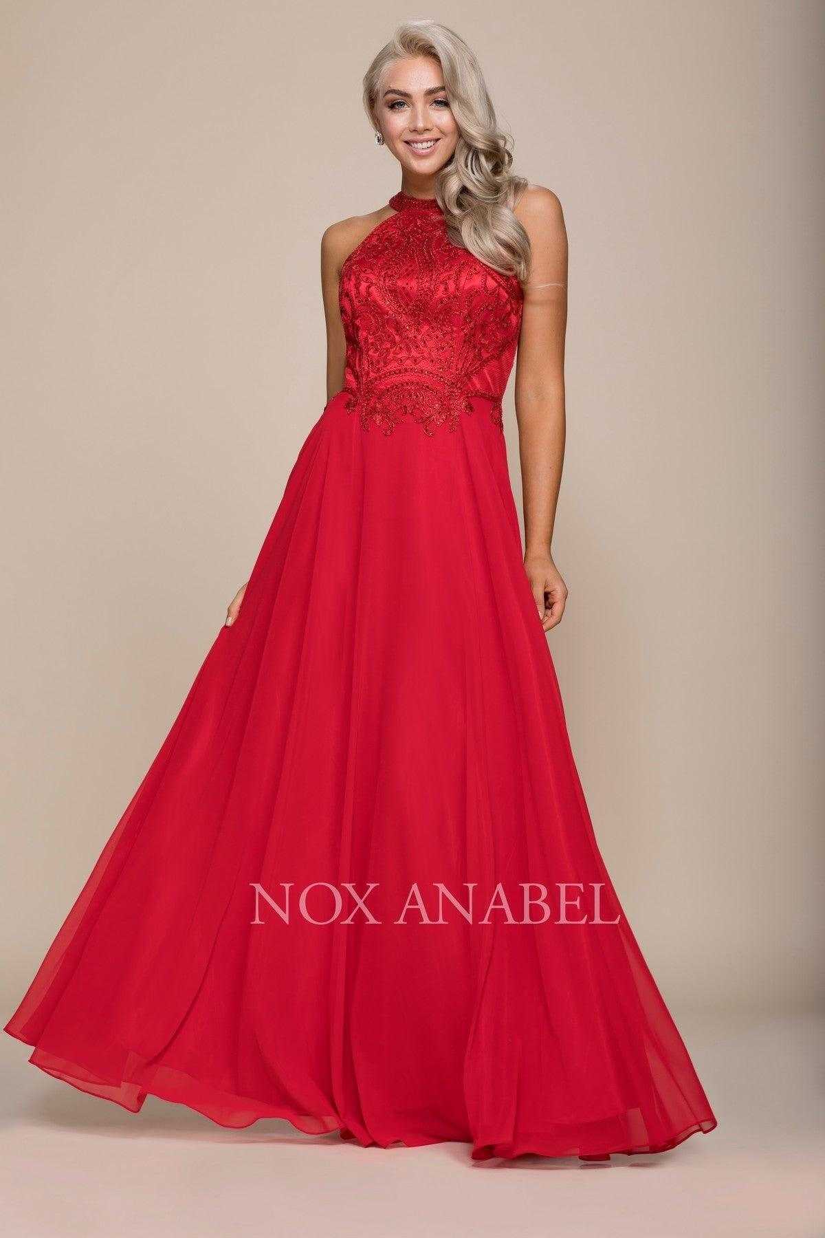 Nox Anabel, Robe de Bal Longue Formelle Halter en Mousseline de Soie Soldes