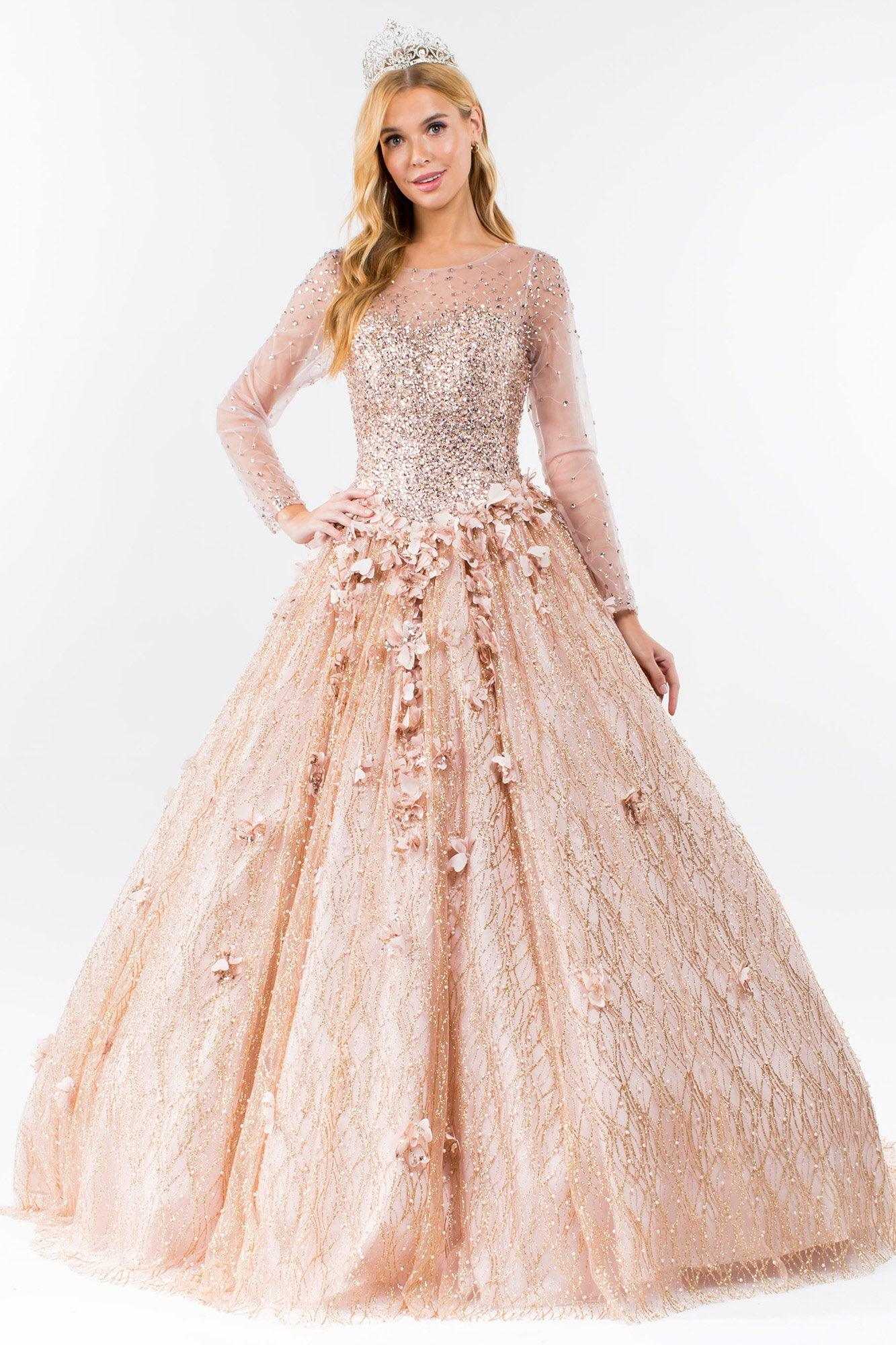 Elizabeth K., Robe de bal Quinceanera à manches longues