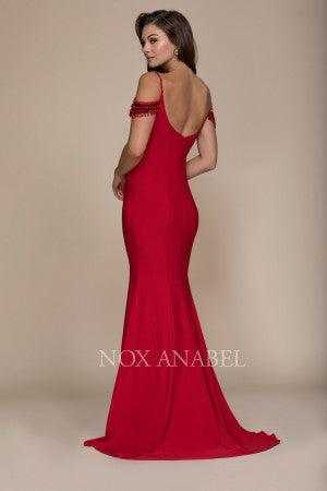 Nox Anabel, Robe de bal longue à épaules dénudées, robe rouge formelle