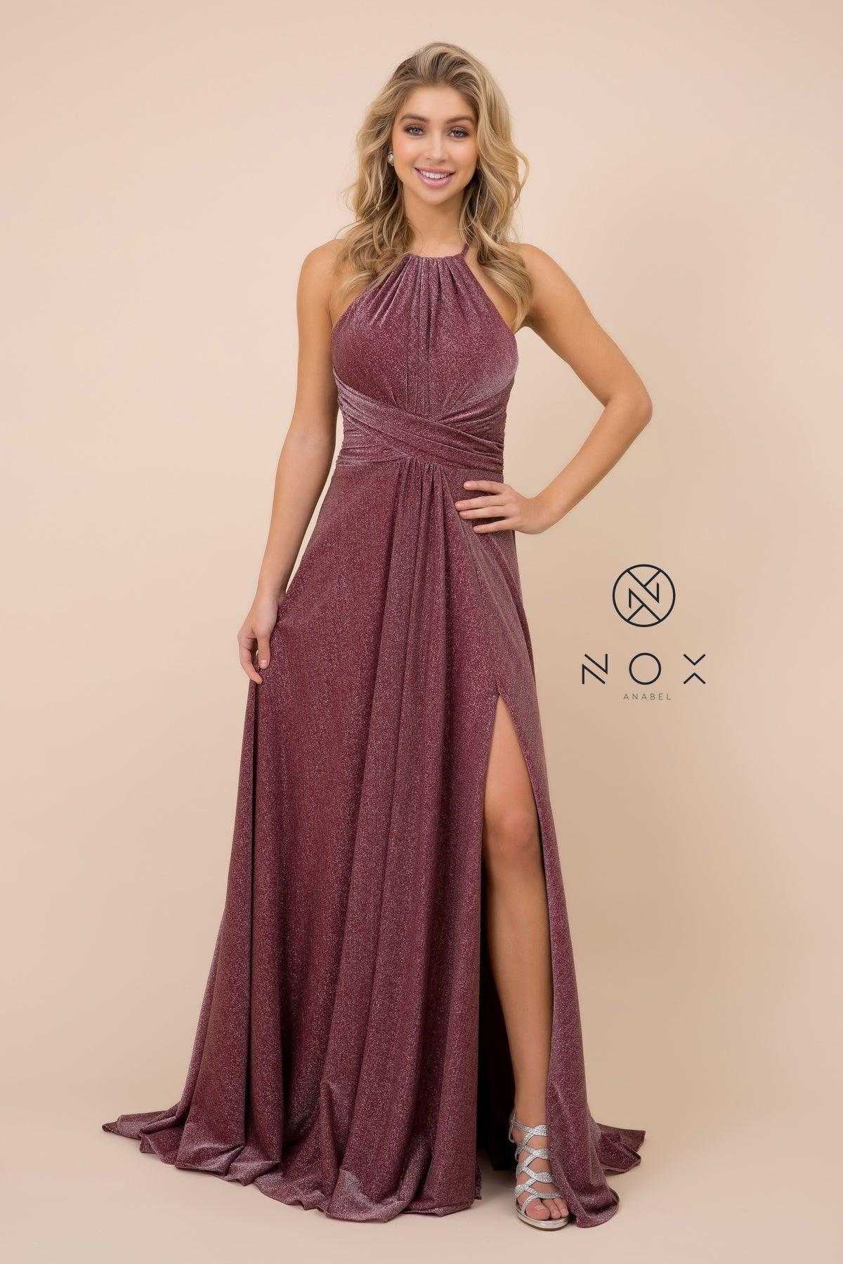 Nox Anabel, Robe de bal longue métallique, robe de soirée formelle