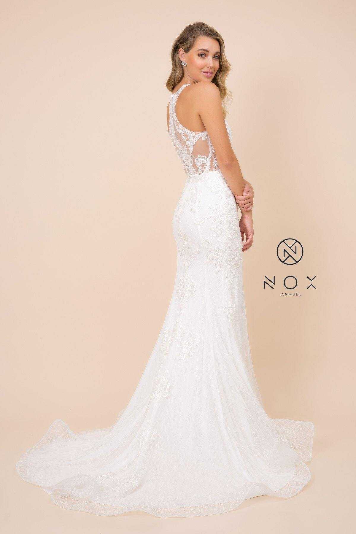 Nox Anabel, Robe de mariée à col haut et appliques en dentelle transparente