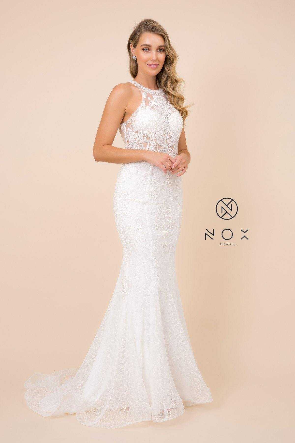 Nox Anabel, Robe de mariée à col haut et appliques en dentelle transparente