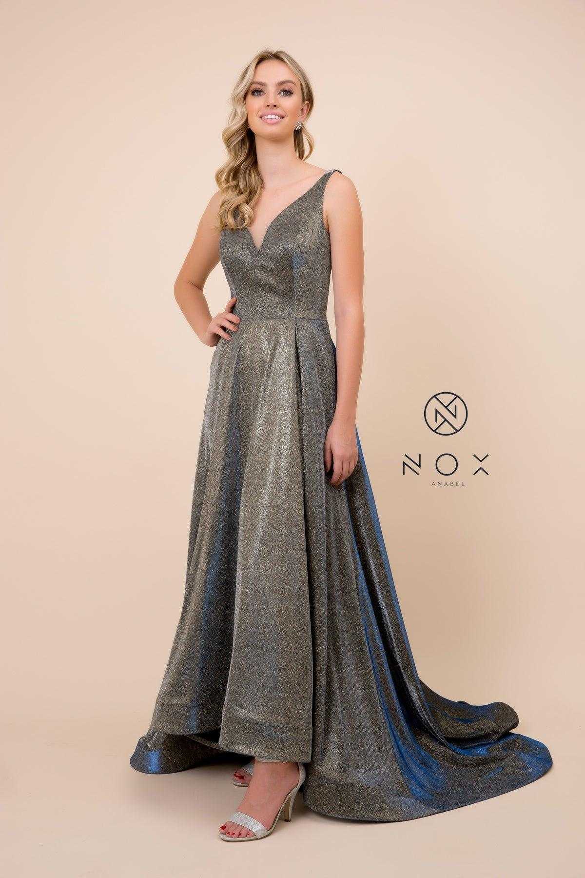 Nox Anabel, Robe de soirée longue en métallisé avec poches