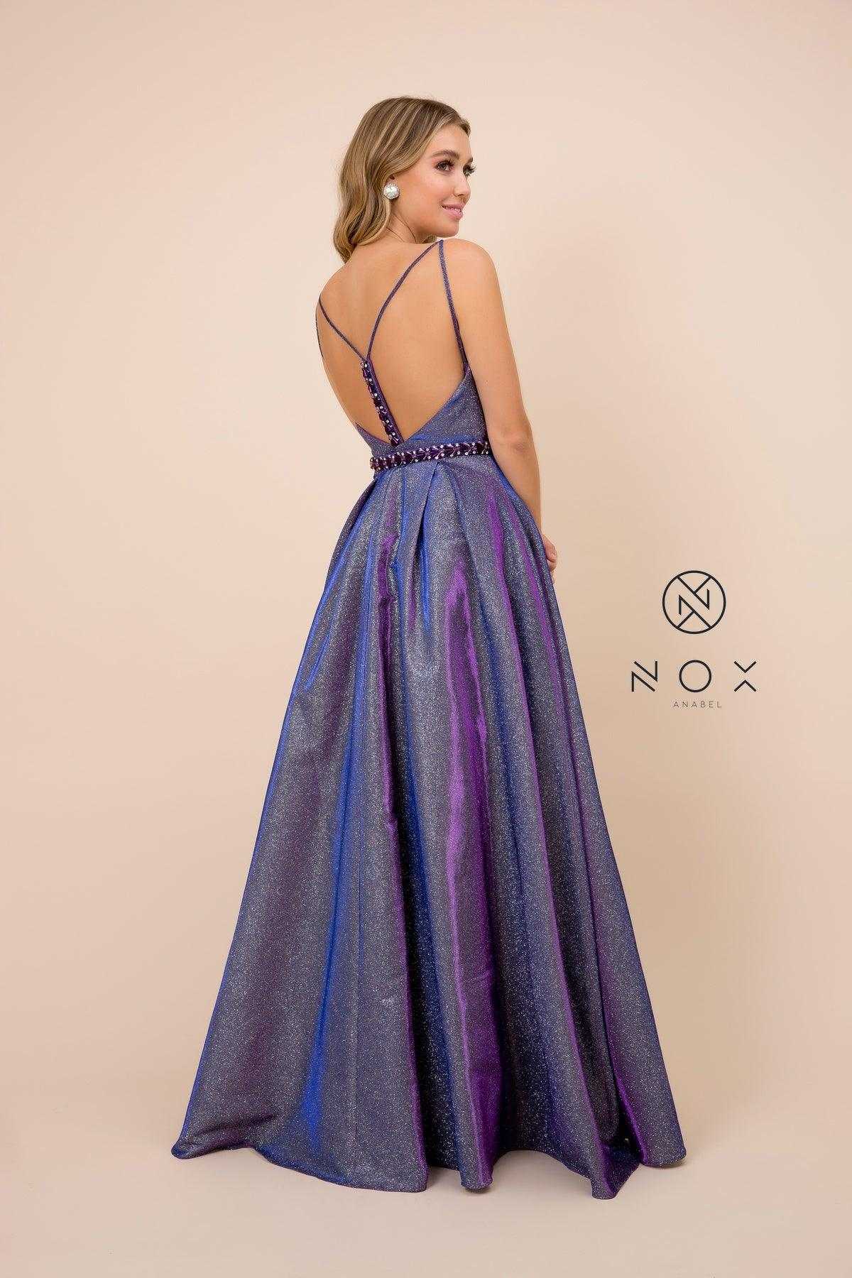 Nox Anabel, Robe de soirée longue sans manches en métallisé