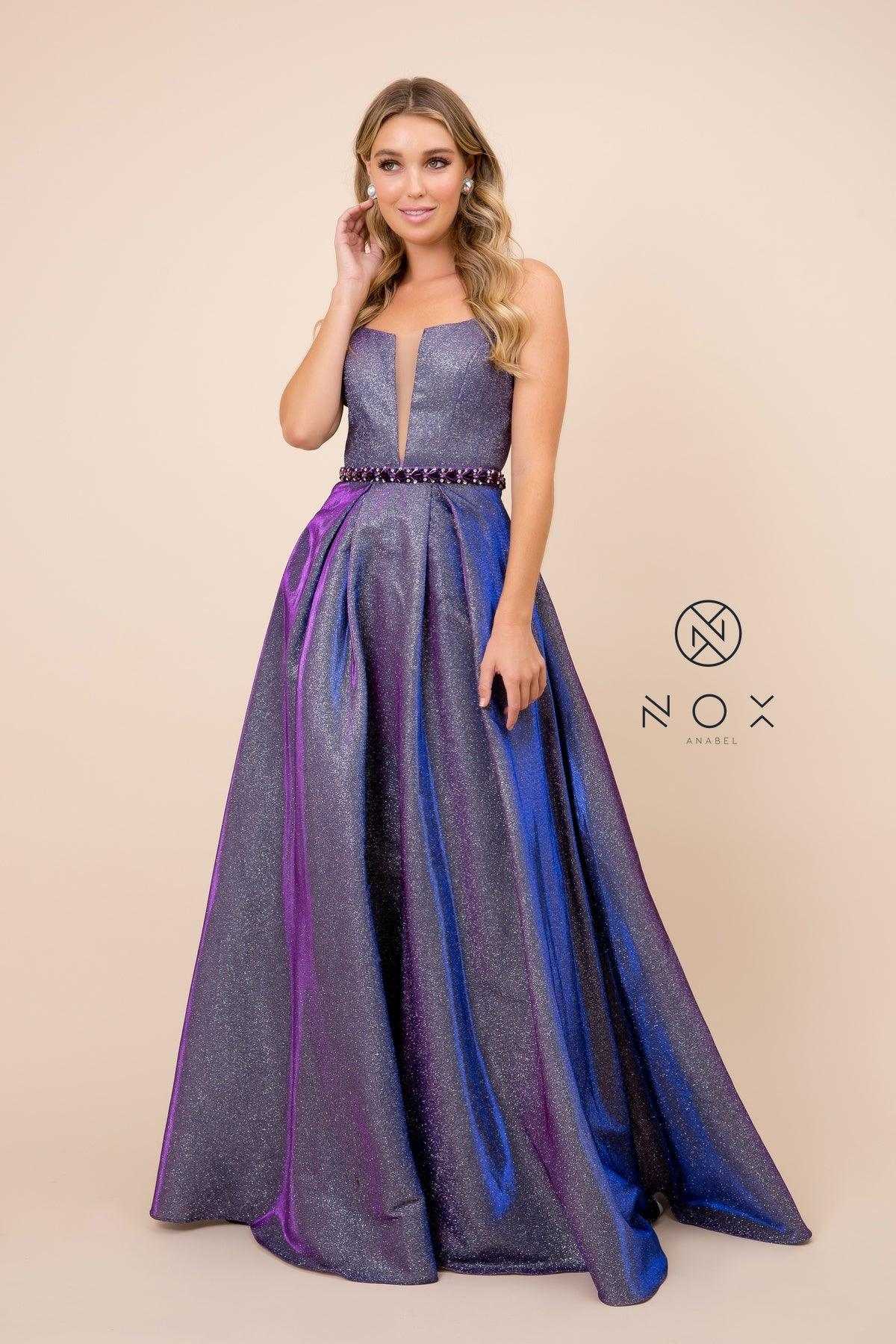 Nox Anabel, Robe de soirée longue sans manches en métallisé