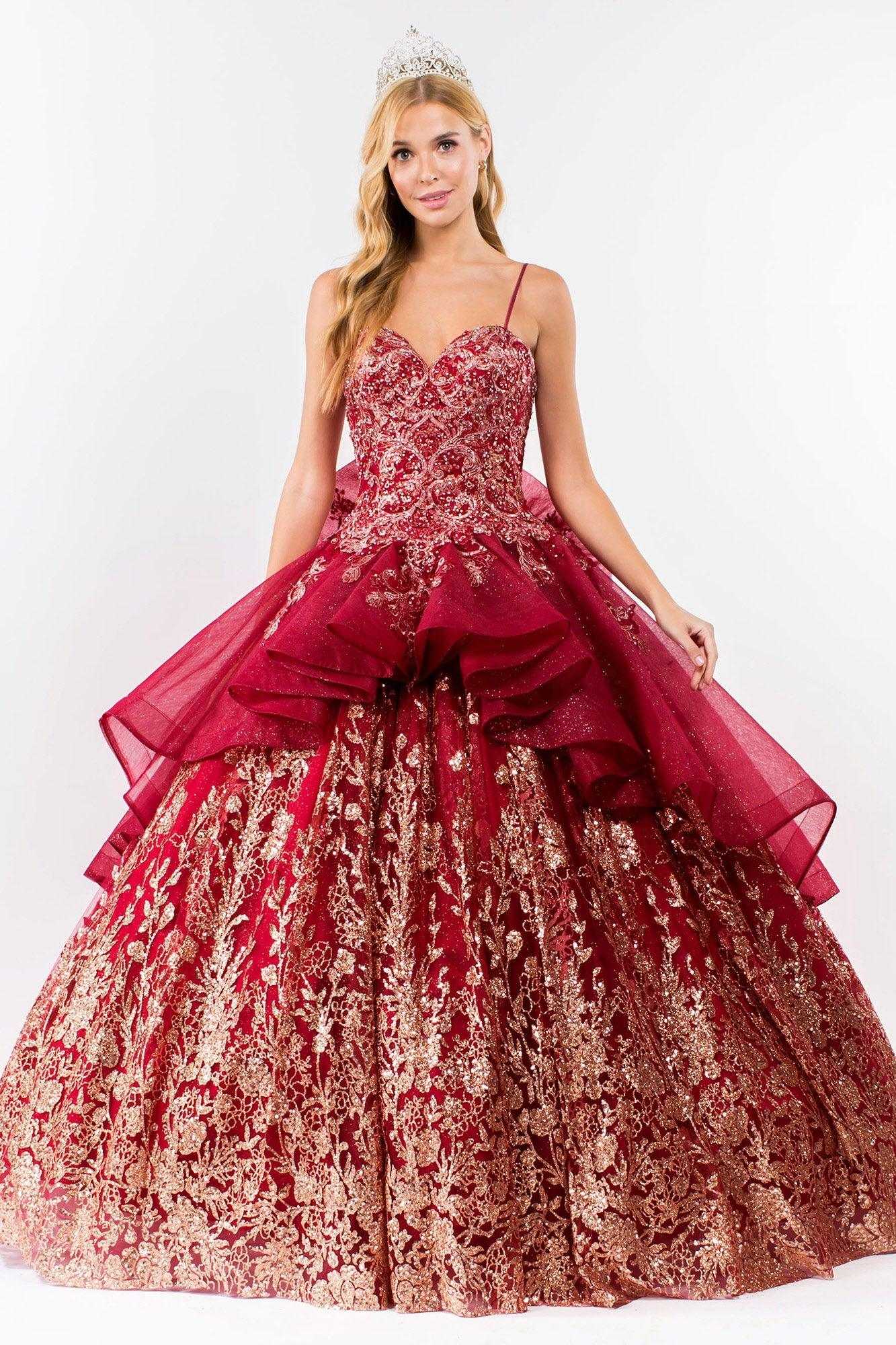 Elizabeth K., Robe longue à bretelles spaghetti Quinceanera