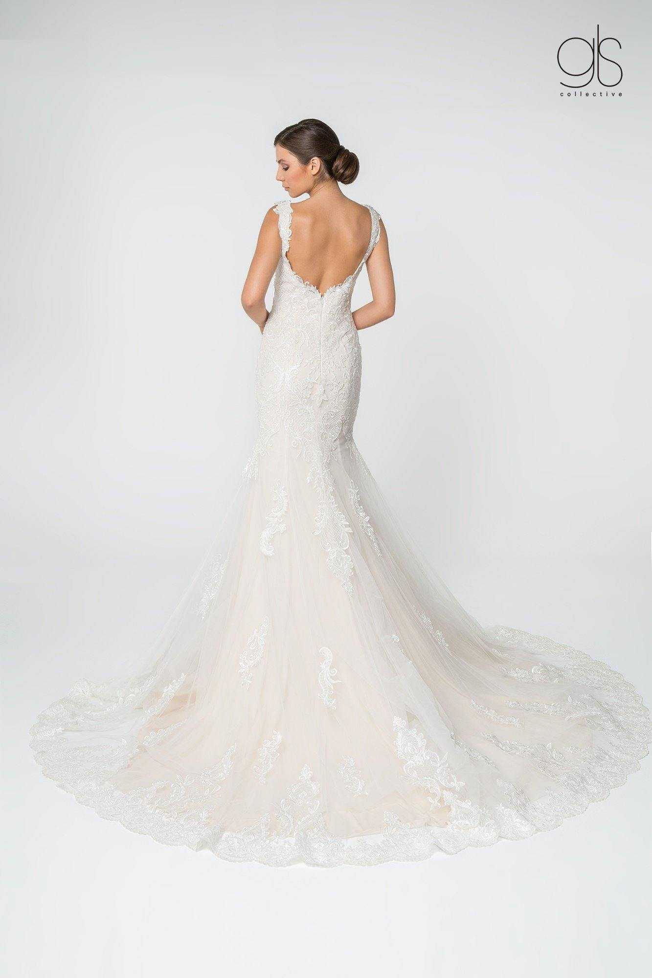 Elizabeth K., Robe longue de mariée sirène en dentelle simple