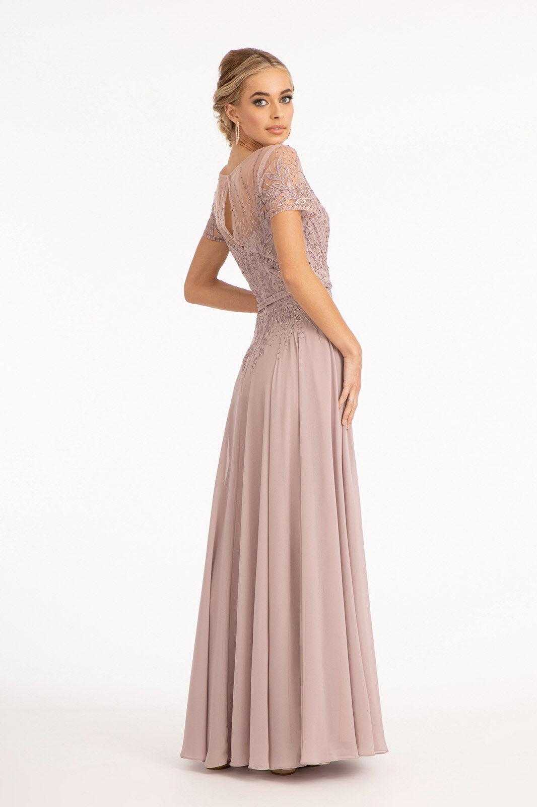 Elizabeth K., Robe longue pour mère de la mariée mauve 3XL à manches courtes