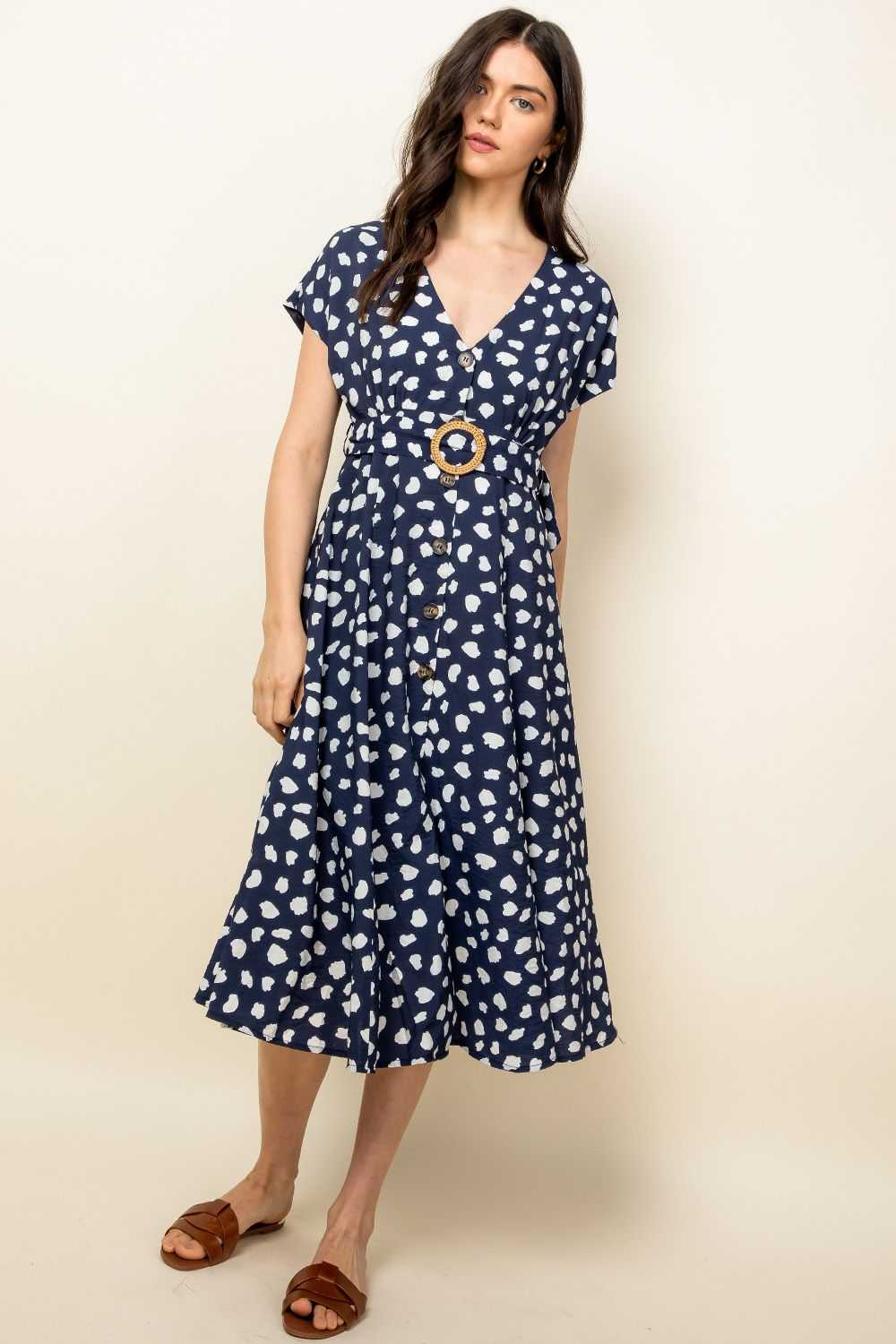 Vêtements THML, Robe midi boutonnée à pois