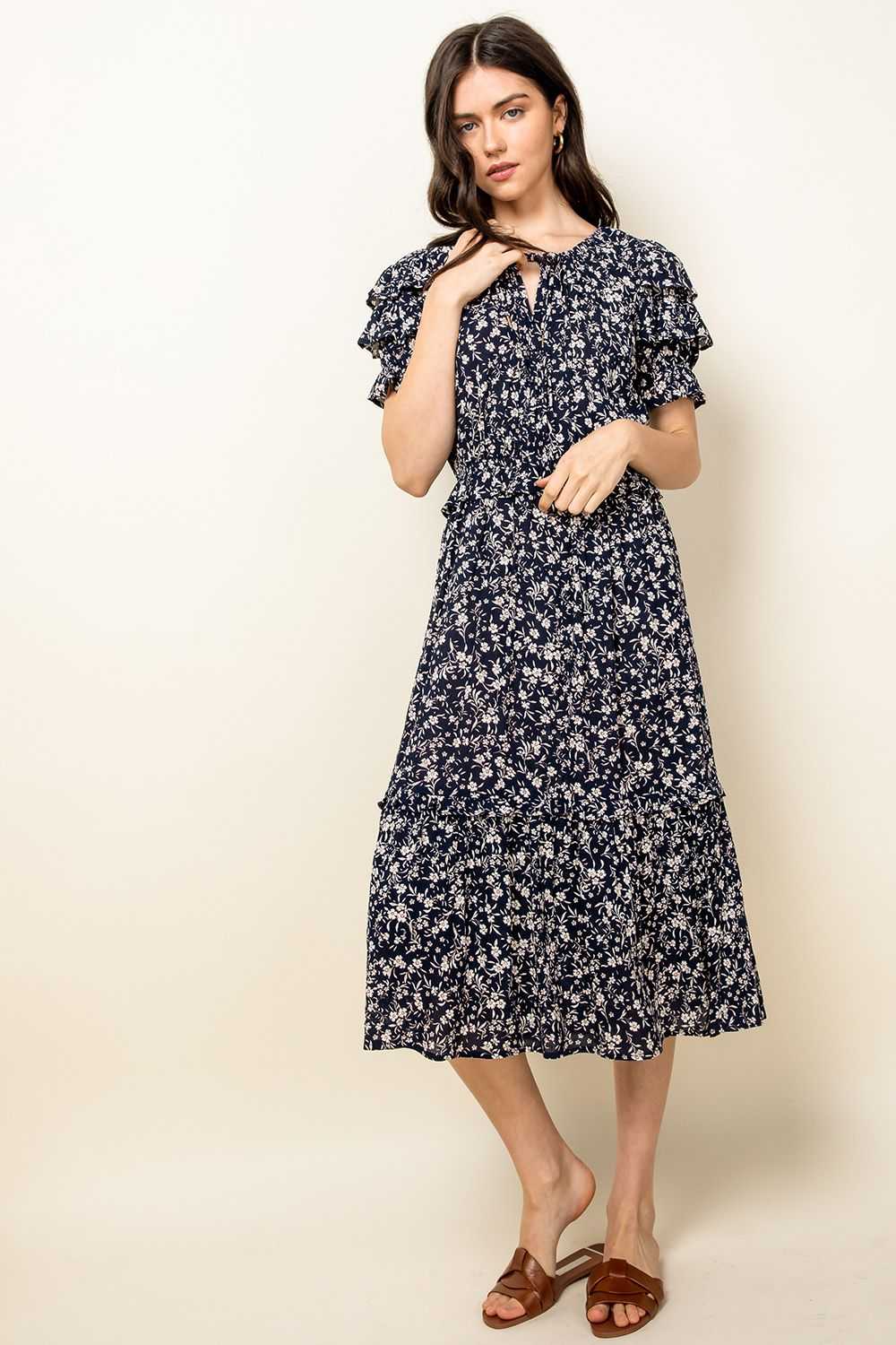 Vêtements THML, Robe midi imprimée à volants