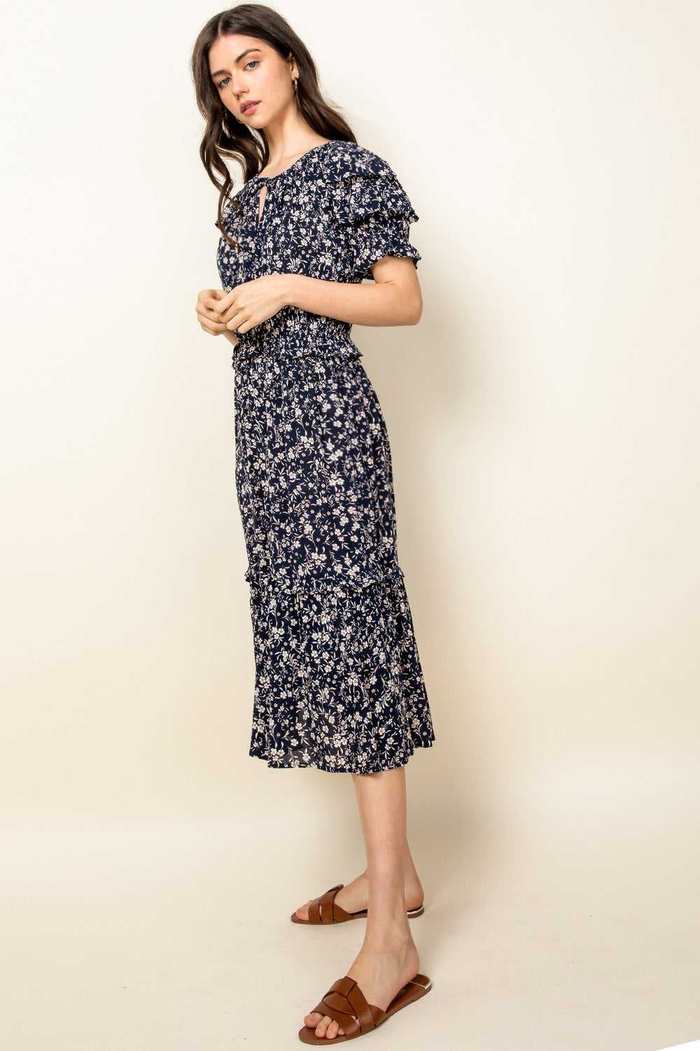 Vêtements THML, Robe midi imprimée à volants