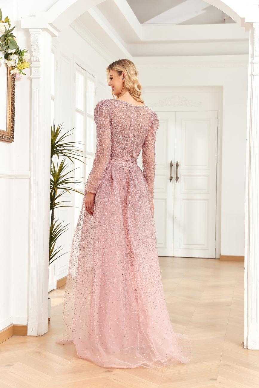Haute Couture, Rose 16 High Couture NR2270 Robe de soirée à manches longues