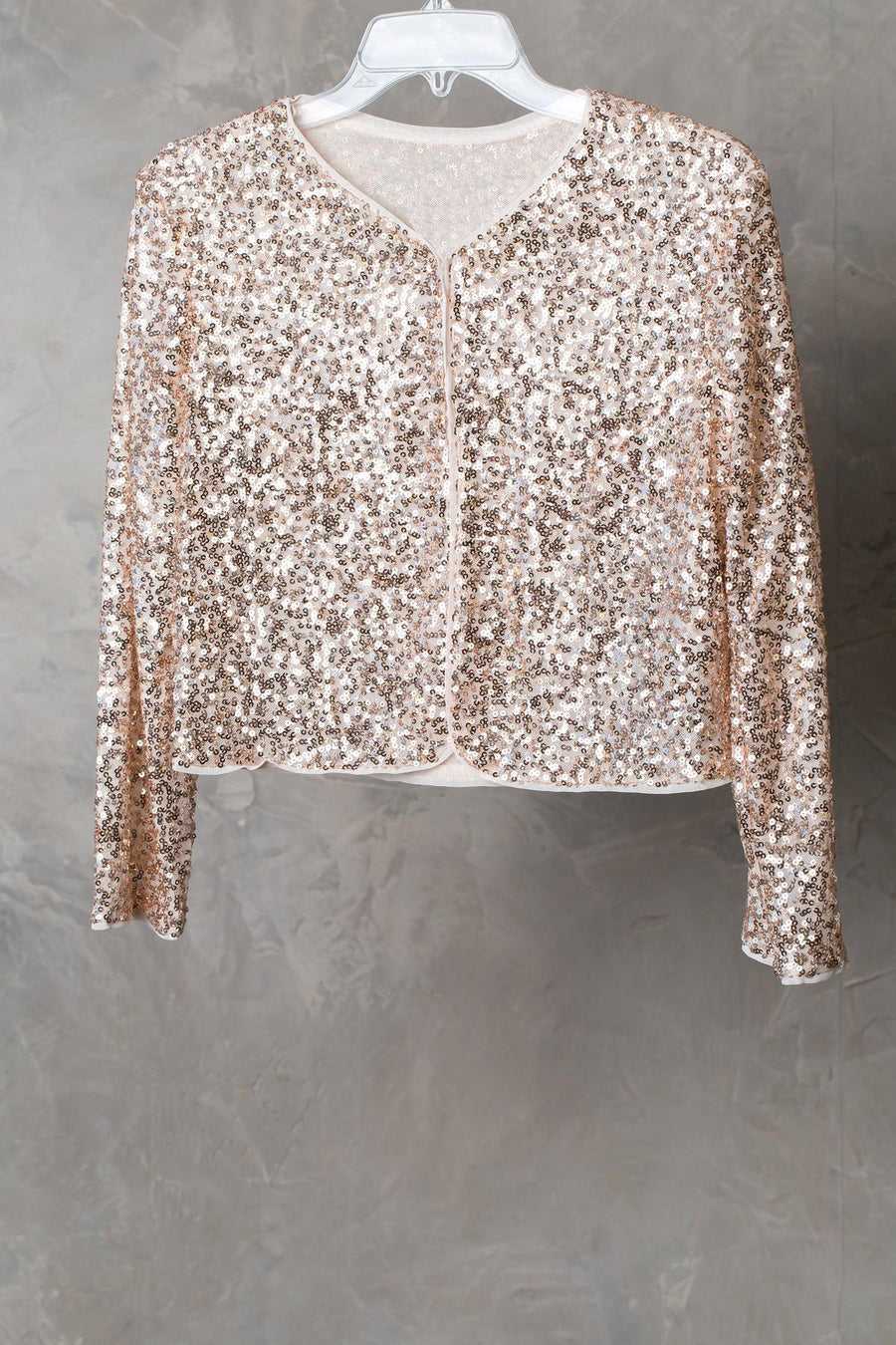 Mode Eva, Rose Gold 1 Veste de soirée boléro à paillettes formelles Soldes