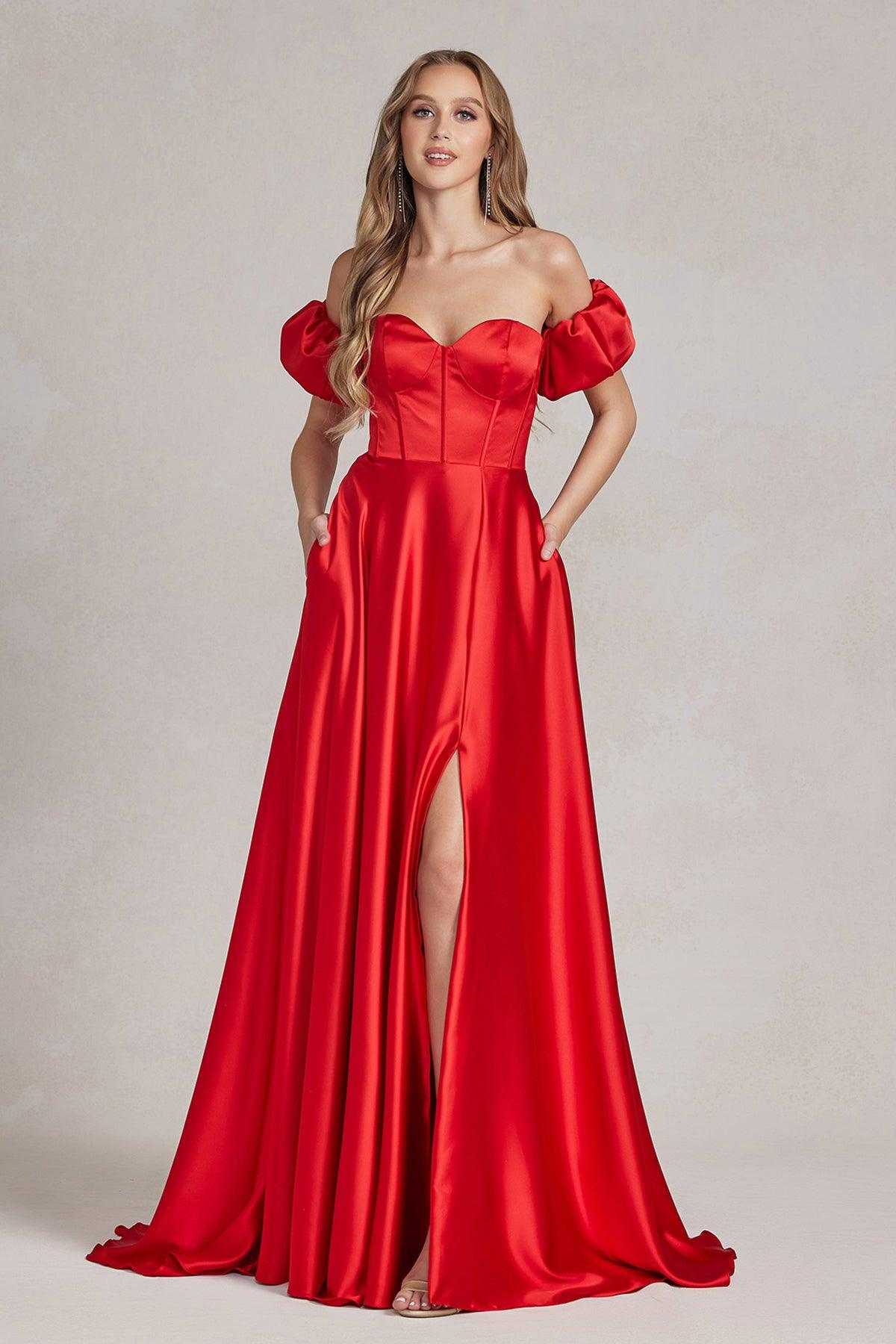 Nox Anabel, Rouge 14 Nox Anabel K1122 Robe de soirée longue à épaules dénudées