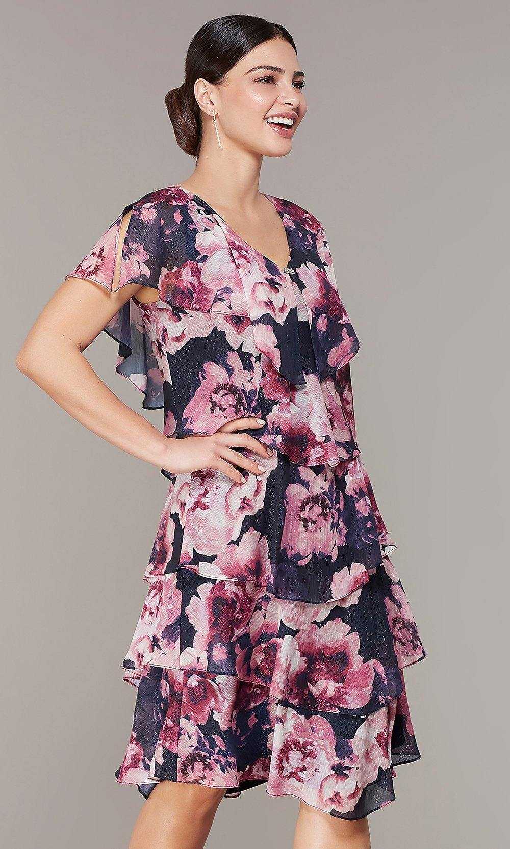 Modes SL, SL Fashions 9171397 Robe courte à fleurs Vente