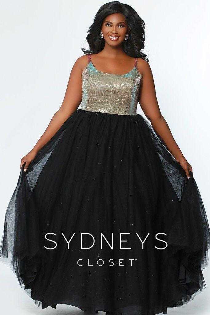 Le placard de Sydney, Sydneys Closet Robe de bal longue grande taille avec corsage doré et jupe en tulle