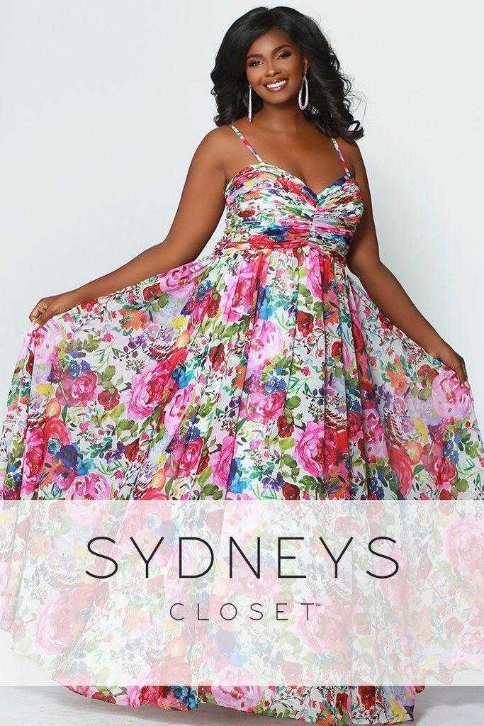 Le placard de Sydney, Sydneys Closet - Robe de bal longue sans manches à fleurs, grande taille